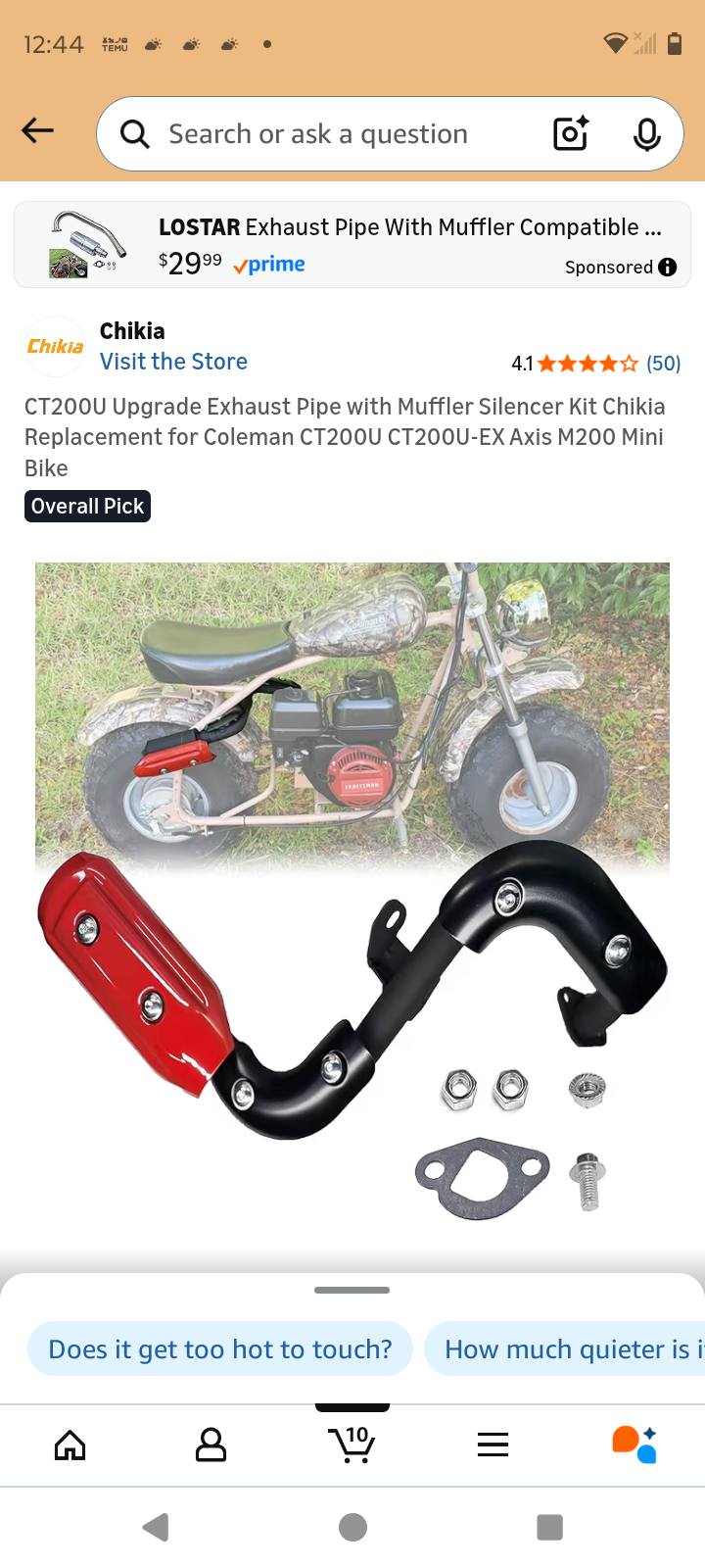 coleman mini bike ct200u exhaust Performance Muffler for CT200U-ex Silencer Kit with Pipe Exhaust for BT200X,Axis M200 Minibike with Heat Shield Protection : Automotive designed in USA Coleman Mini Bike CT200U-EX Aftermarket