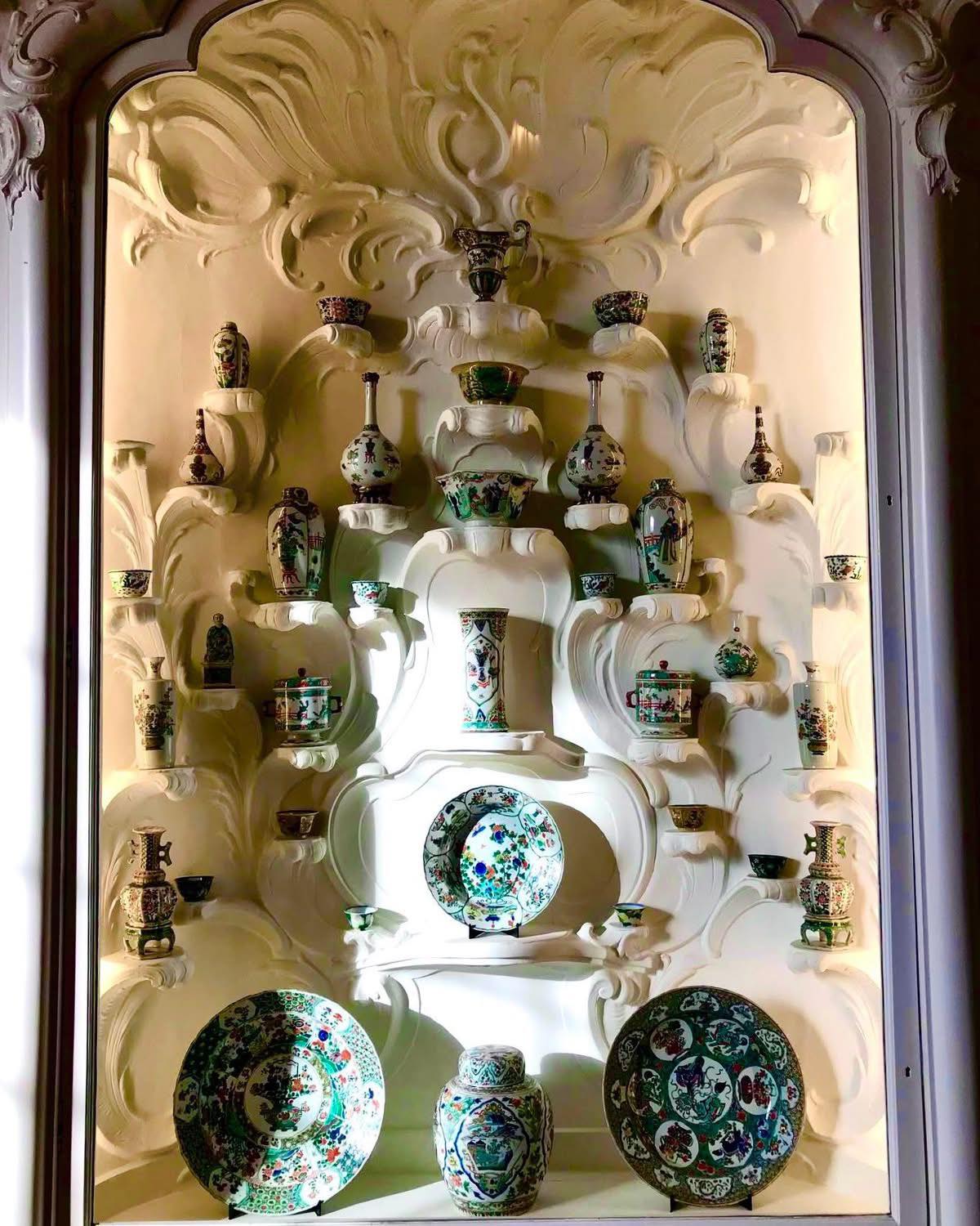 A Dutch Rococo style display made of plaster over wood, from the 