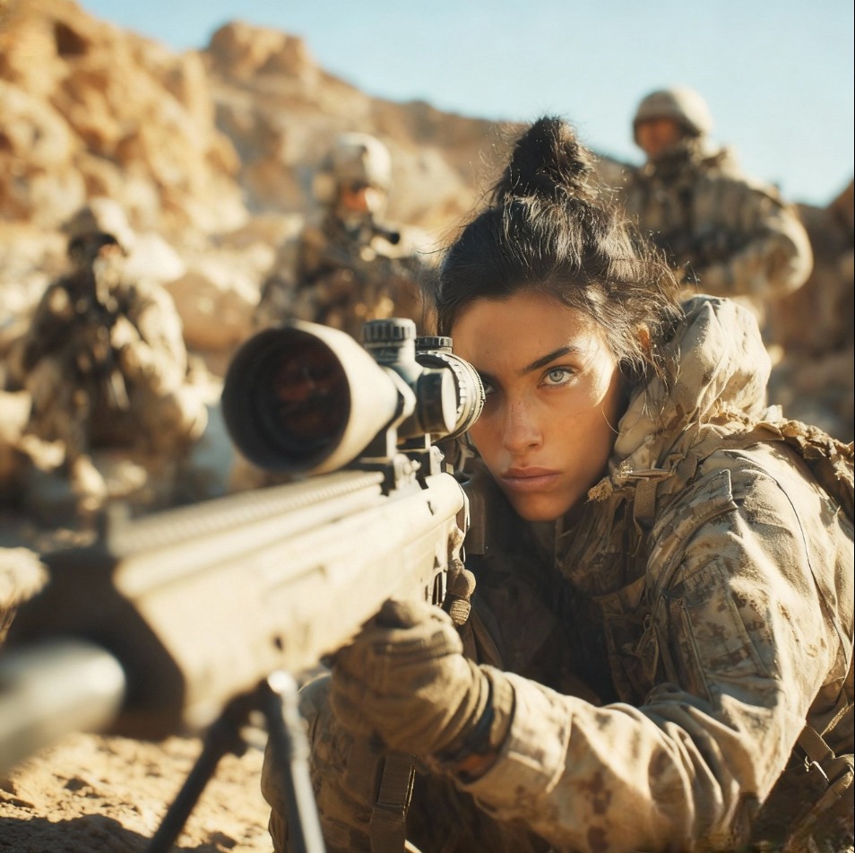 Vue Arrière Du Soldat Avec Fusil Ou Tireur D'élite Sur Fond Blanc