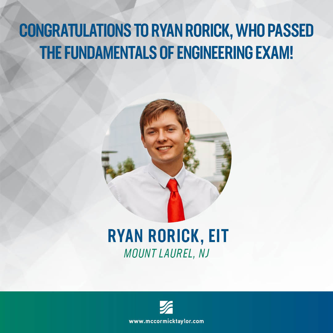 Congratulations to Ryan Rorick,... - McCormick Taylor, Inc. | Facebook