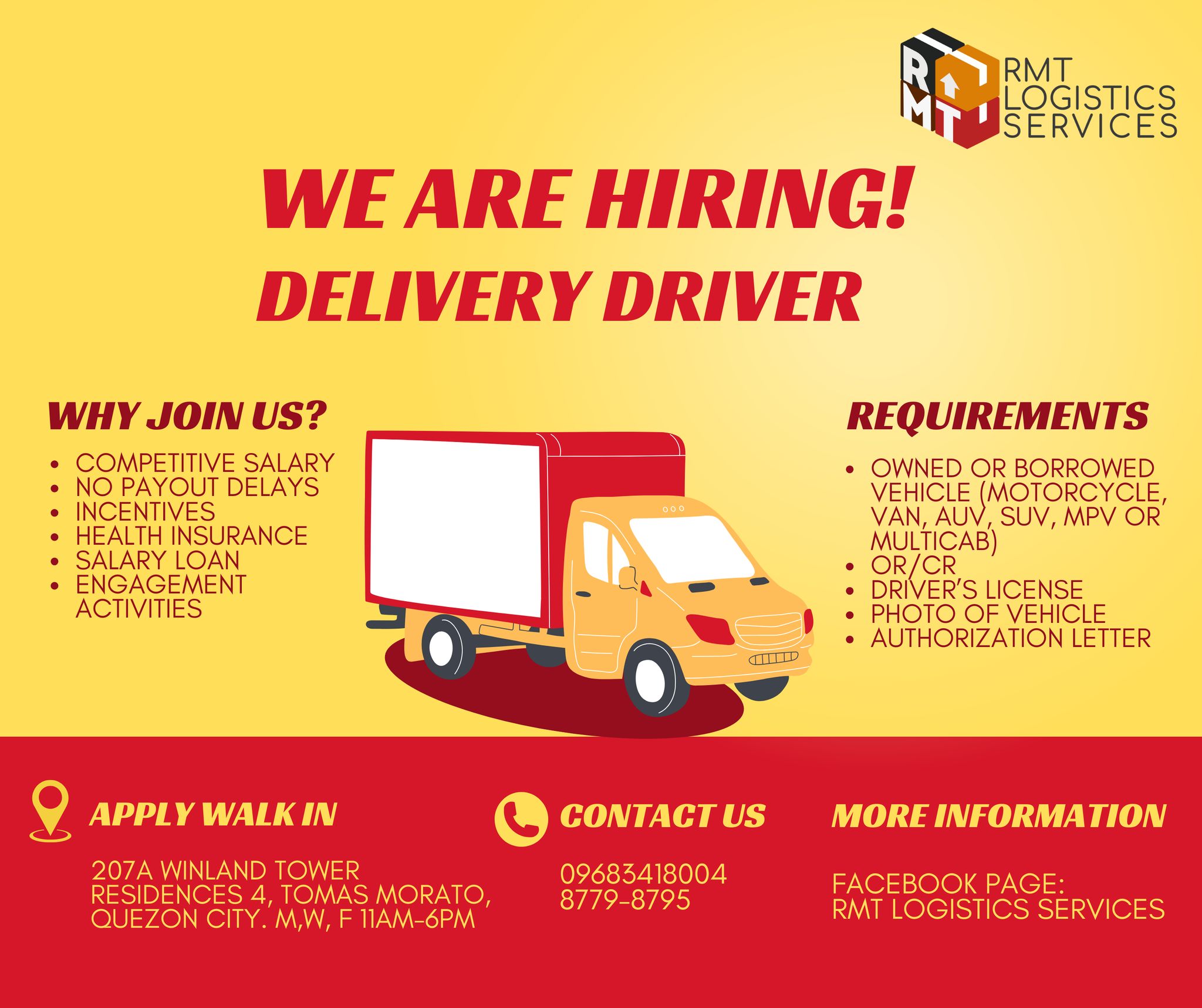 Drive with Us! We're hiring... - RMT Logistics Services