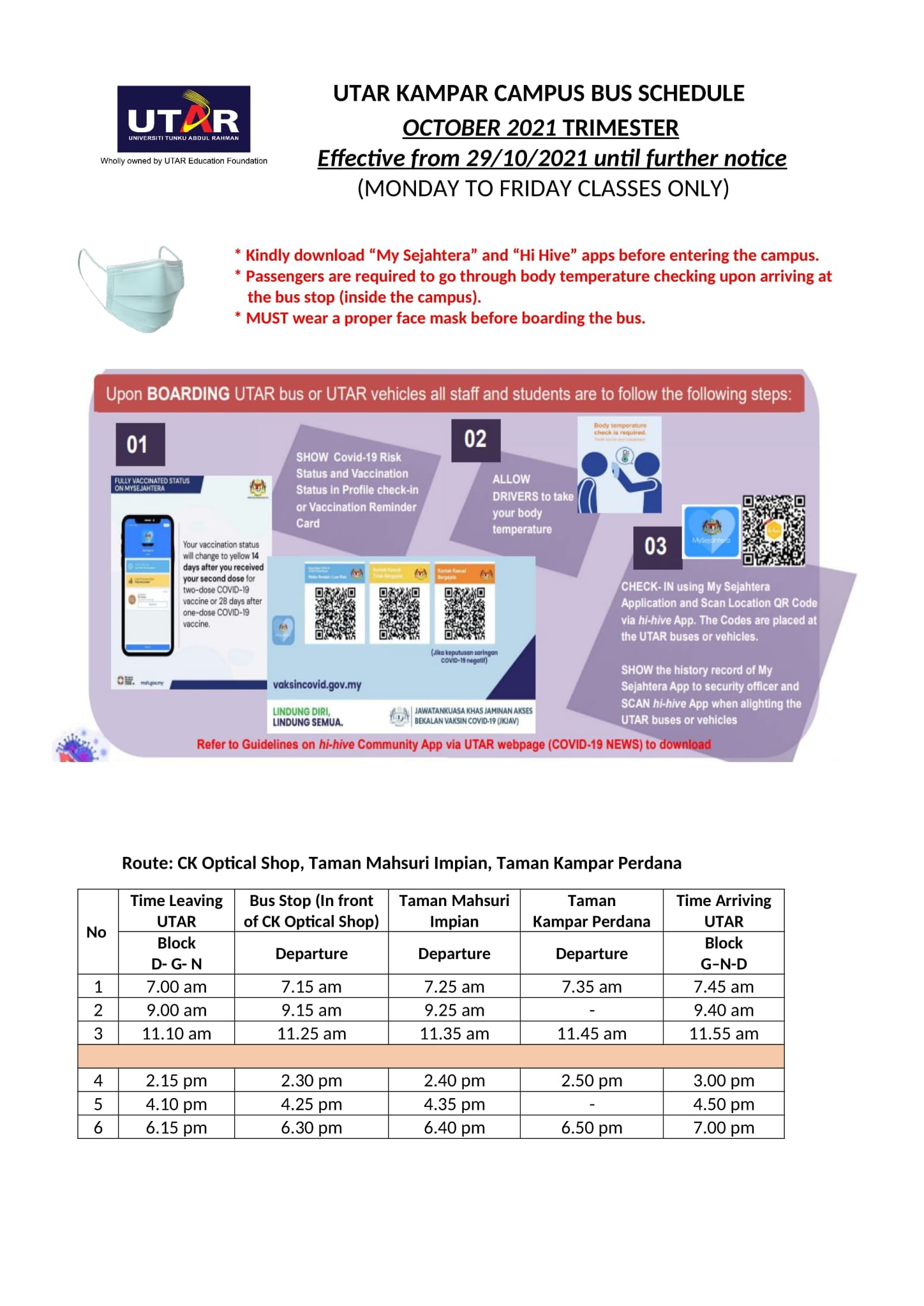 Dear UTARians, Attached here... - DSA - UTAR Kampar Campus