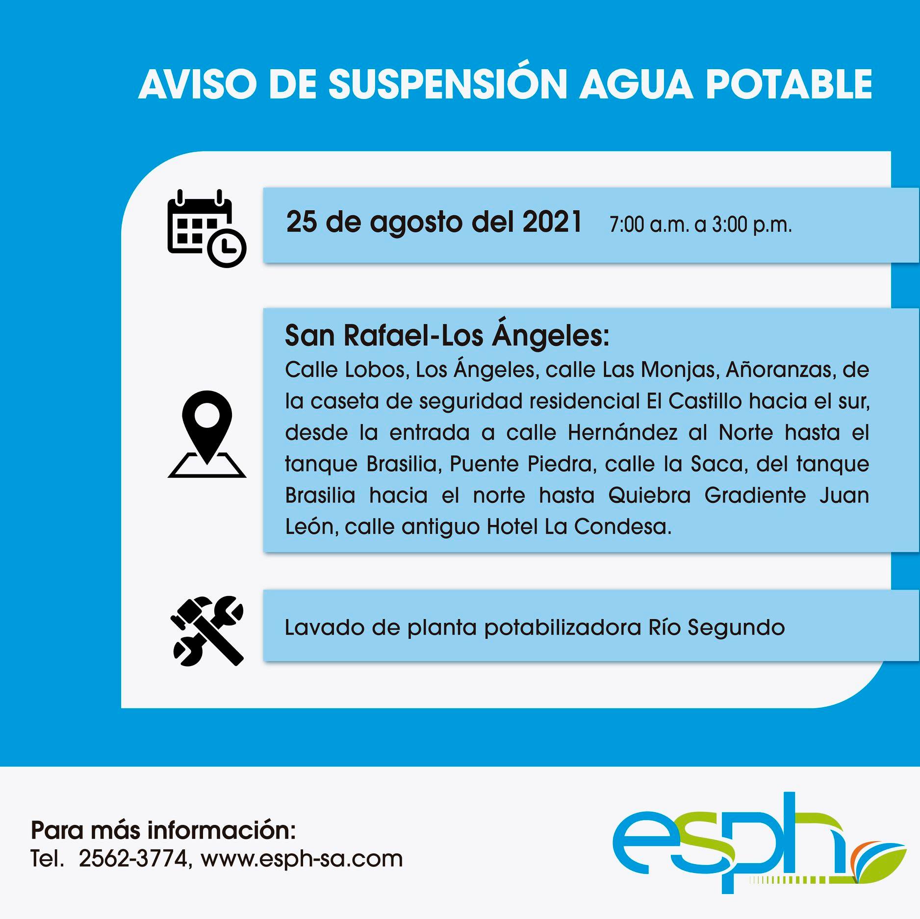 Esph Heredia - #SuspensiónAgua 💧💦 Consulte el plano de...