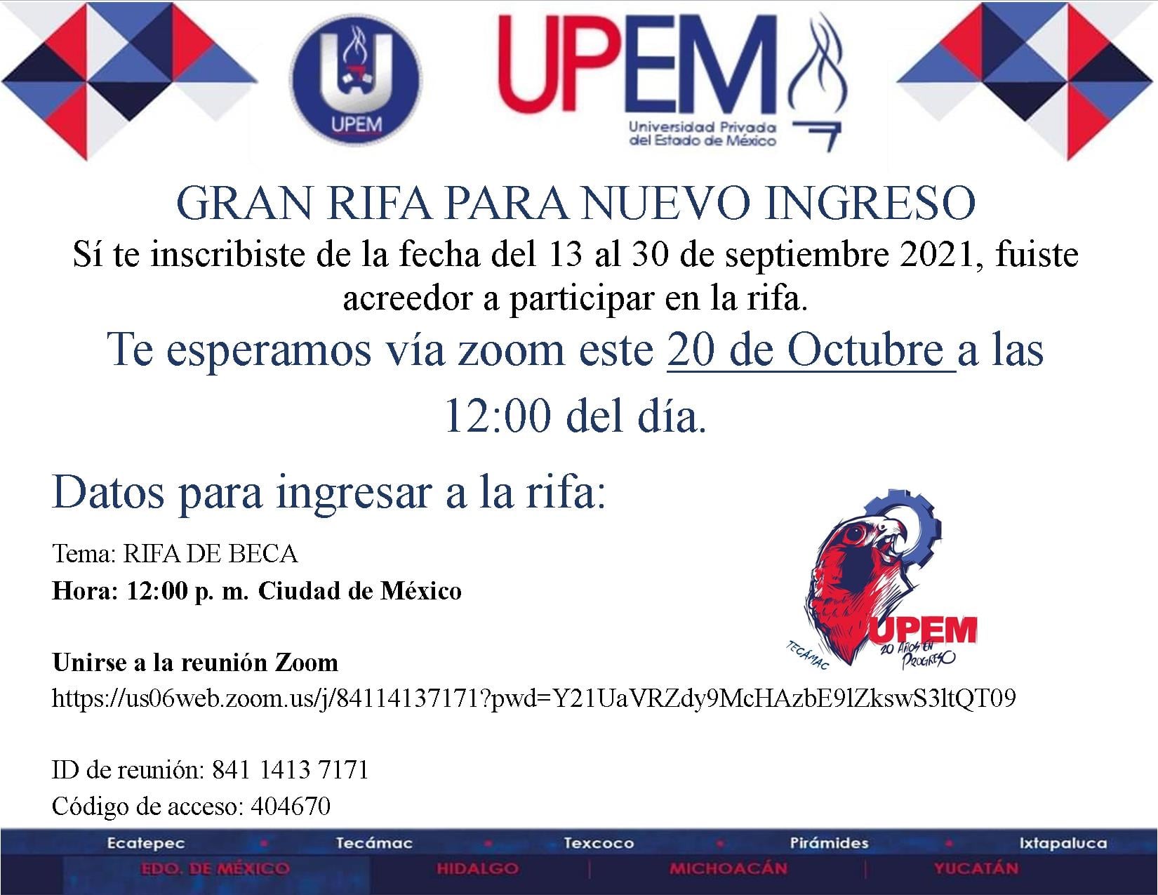 Upem Tecámac - 💙 ️ GRAN RIFA PARA ALUMNOS INSCRITOS EN EL PERIODO 22/1 ...