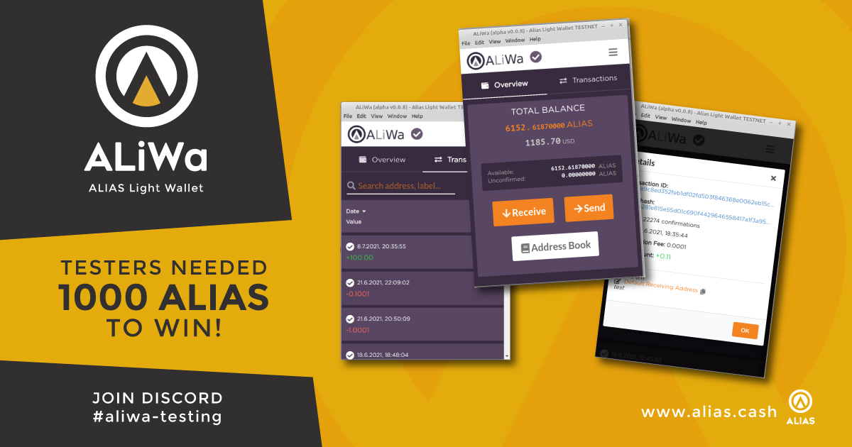 Alias - 🎉We’re close to release the Alias Light Wallet,...