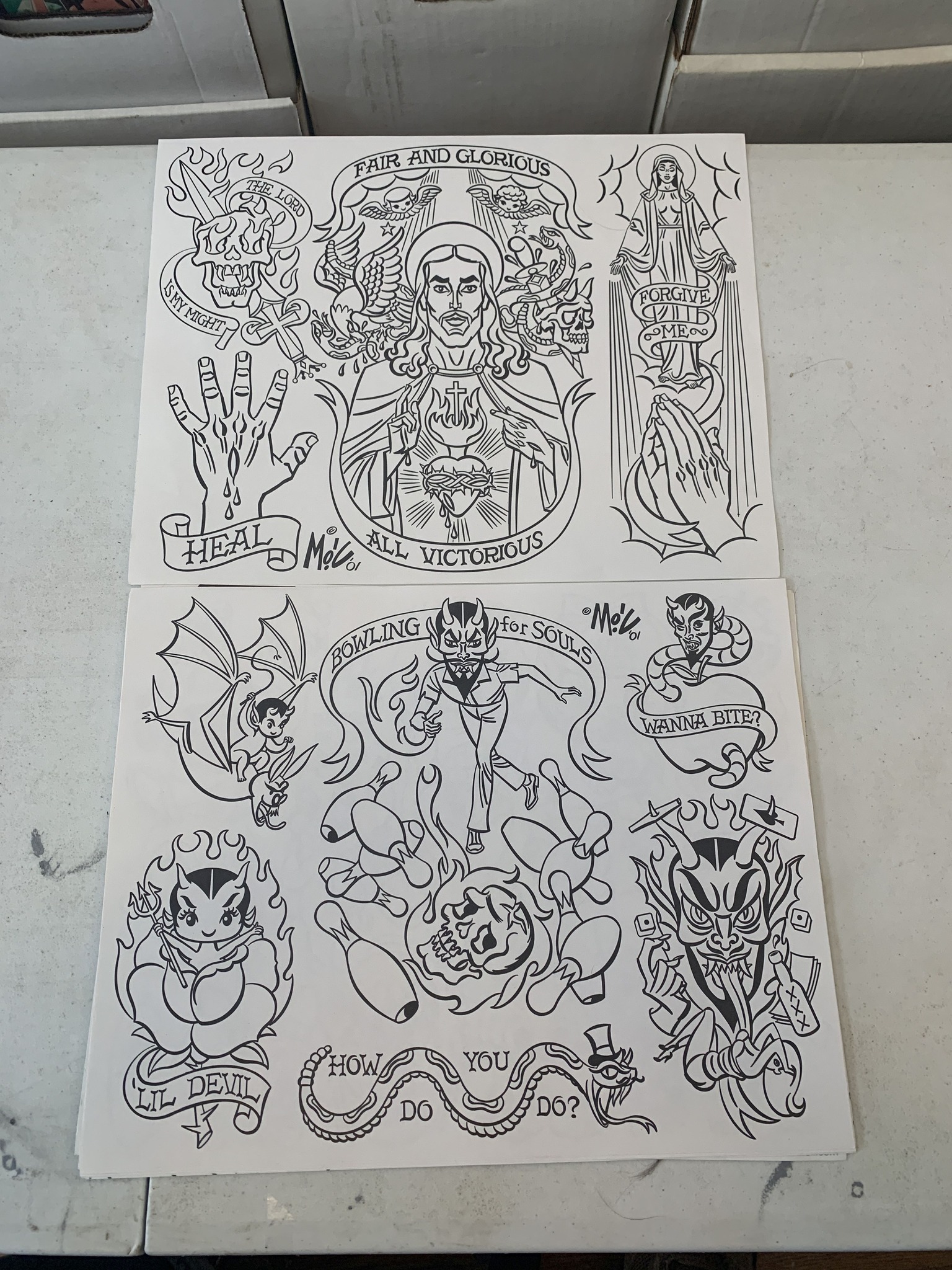 Mitch O'Connell tattoo designs and promotional materials