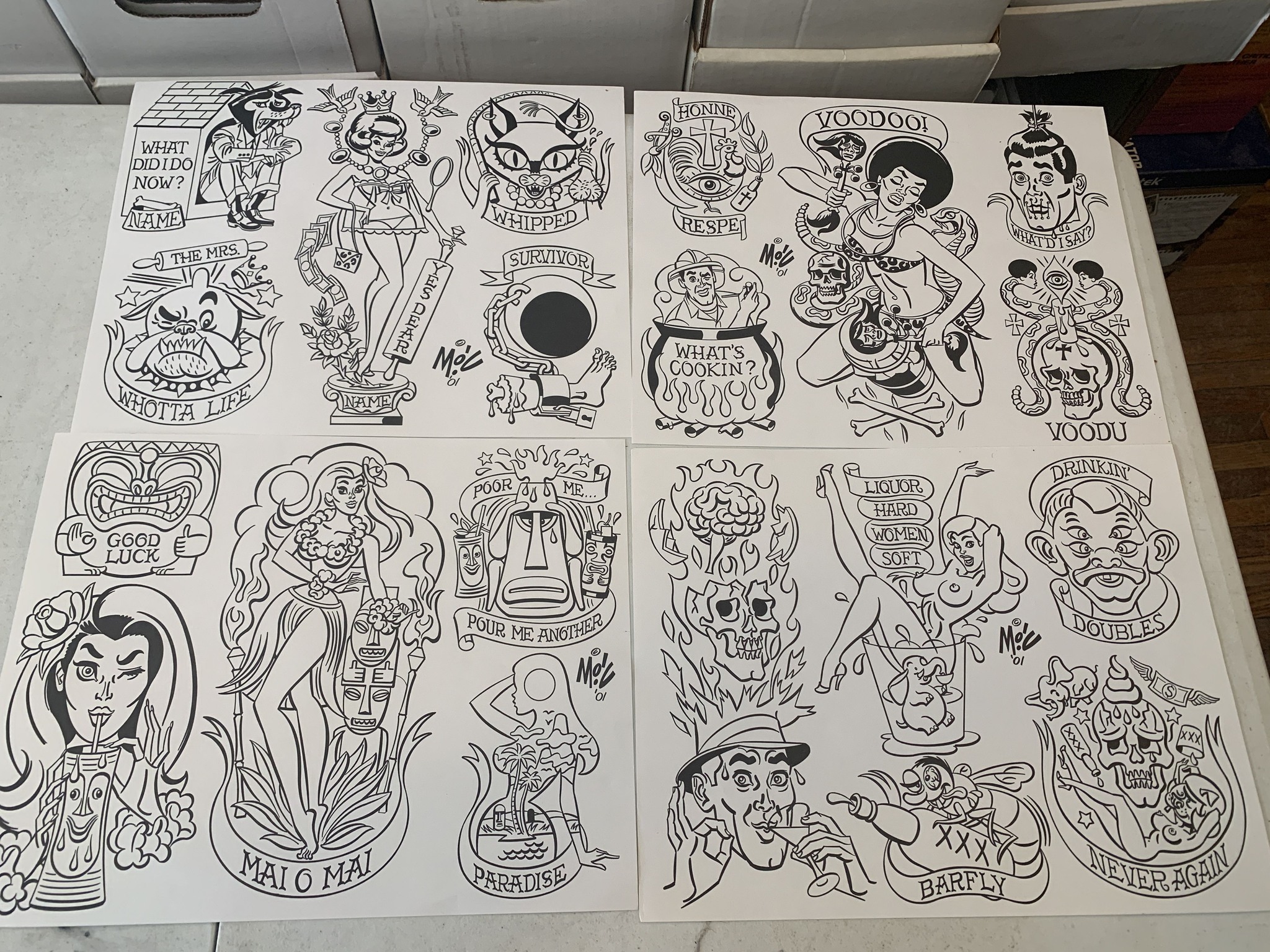 Mitch O'Connell tattoo designs and promotional materials