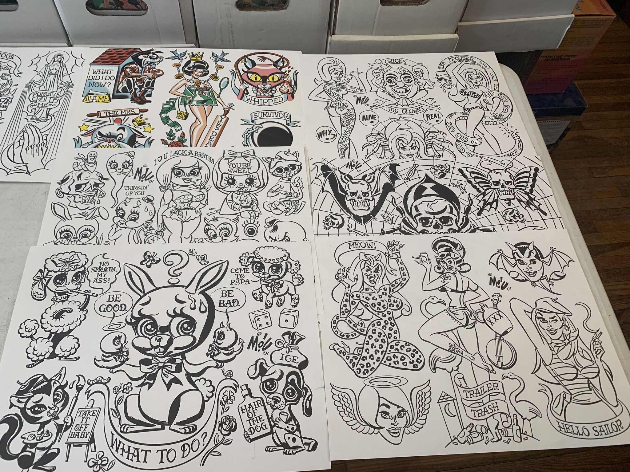 Mitch O'Connell tattoo designs and promotional materials
