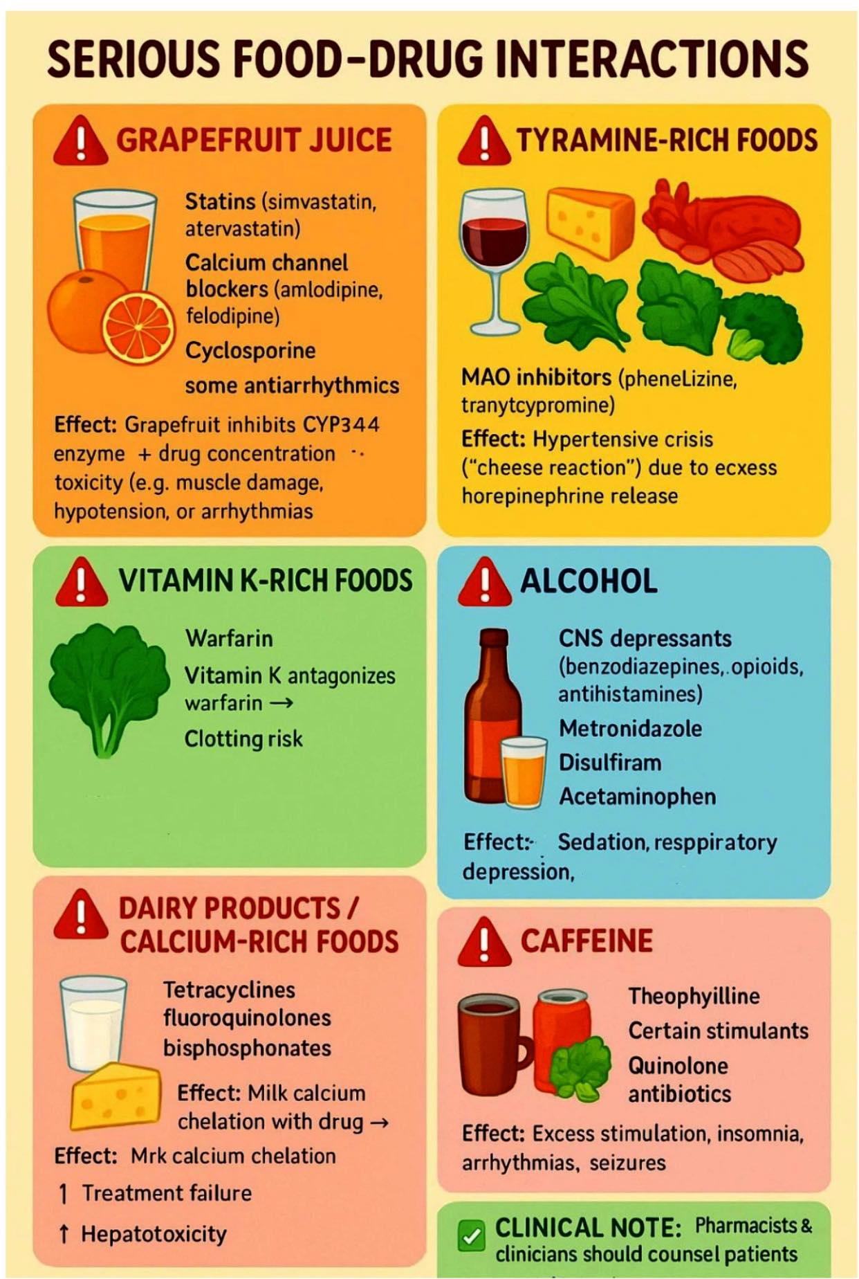 Foods you should avoid when using some certain drugs #healthtips #healtheducation #medicaltips #health #nursing
