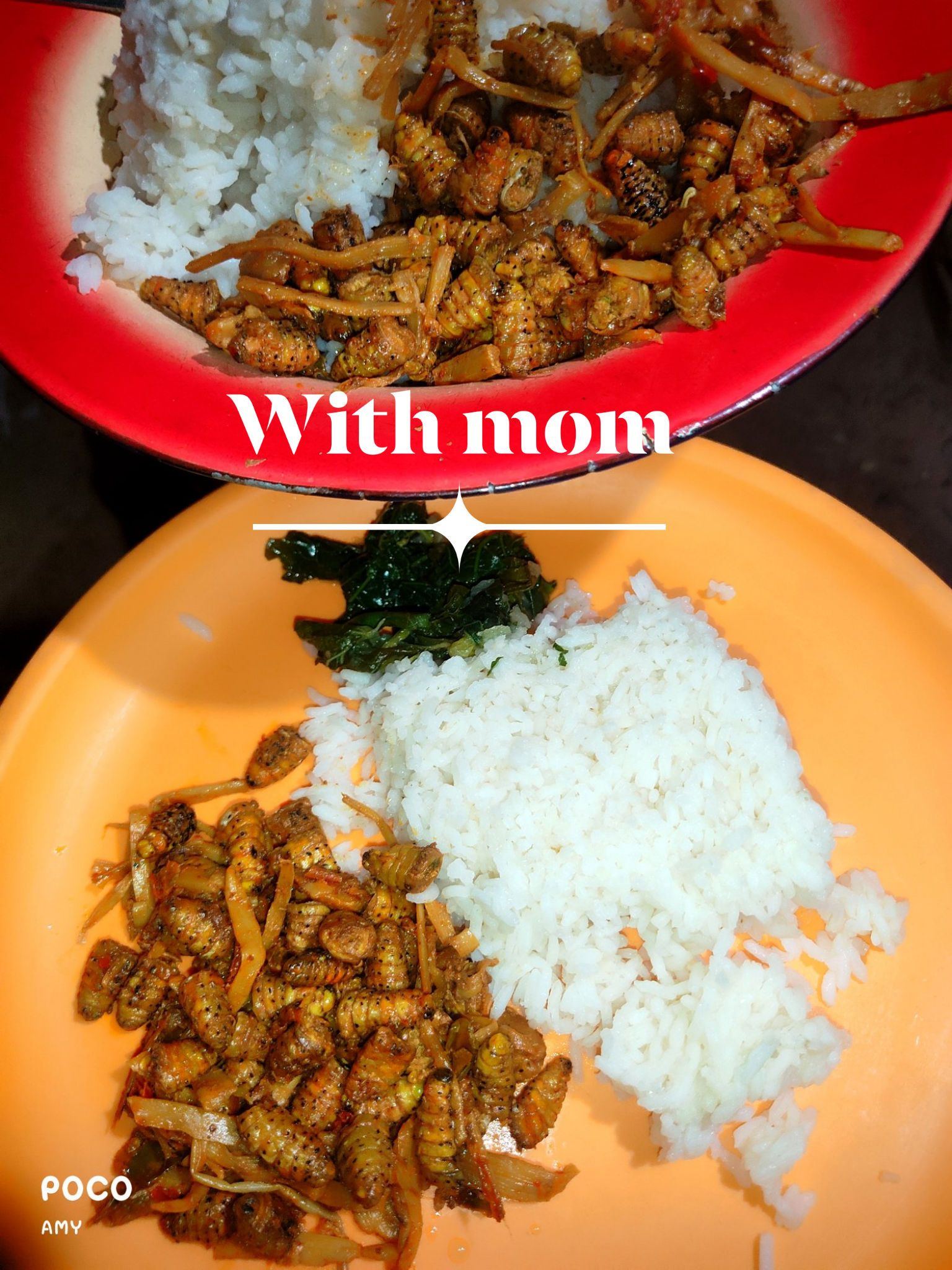 Spicy silk worm with bamboo shoots and king chilli🎍🤤🥵💛