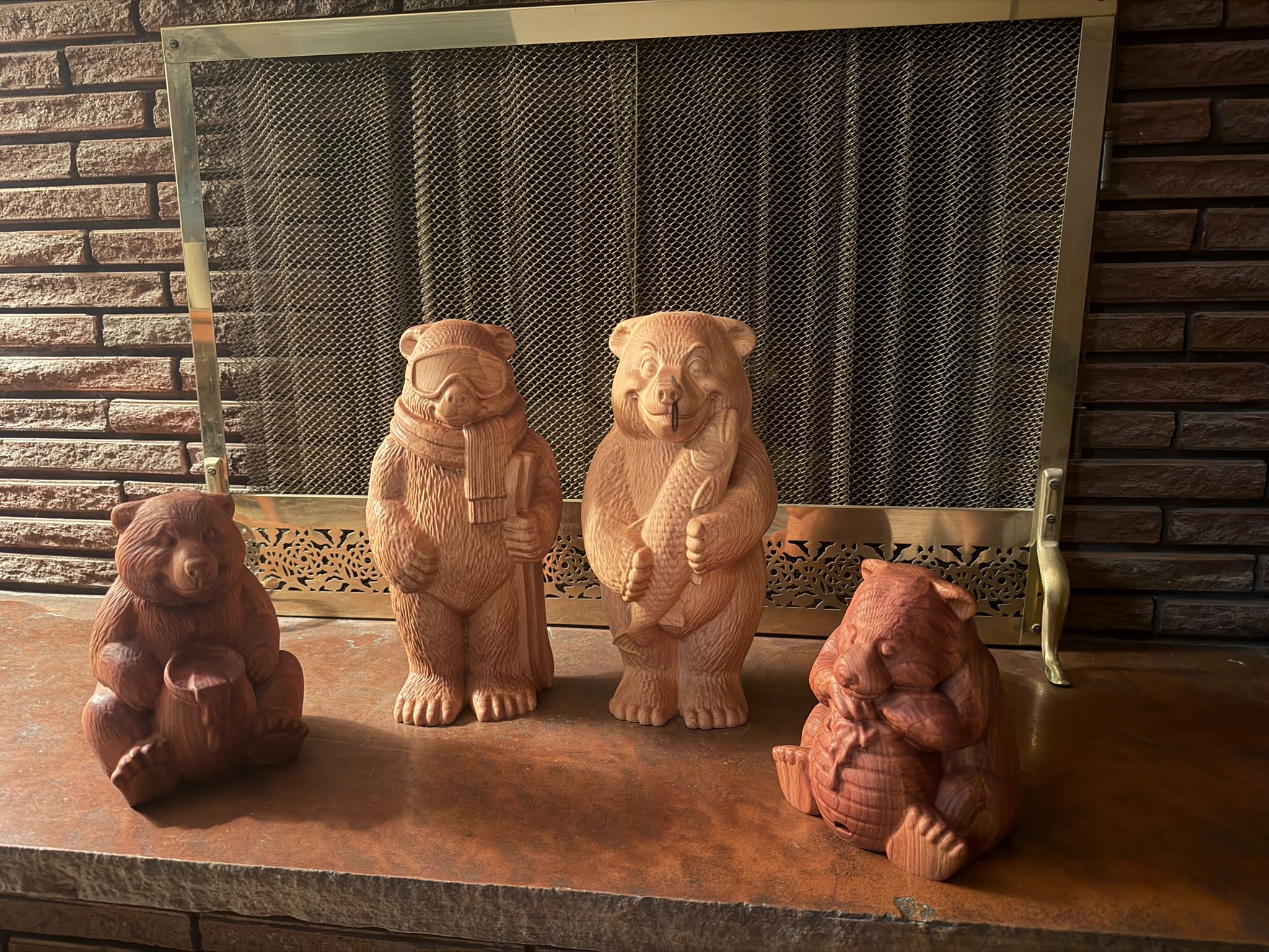 Handmade hardwood bears with unique personalities for sale