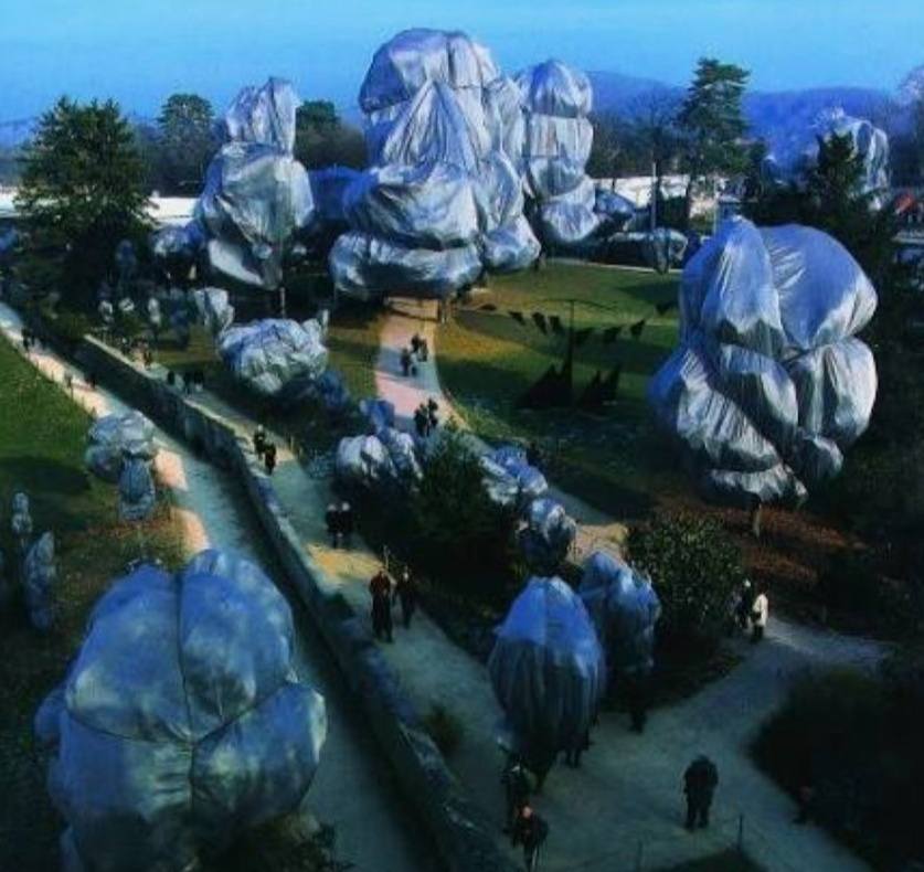 Wrapped Trees' was a temporary environmental artwork by Christo