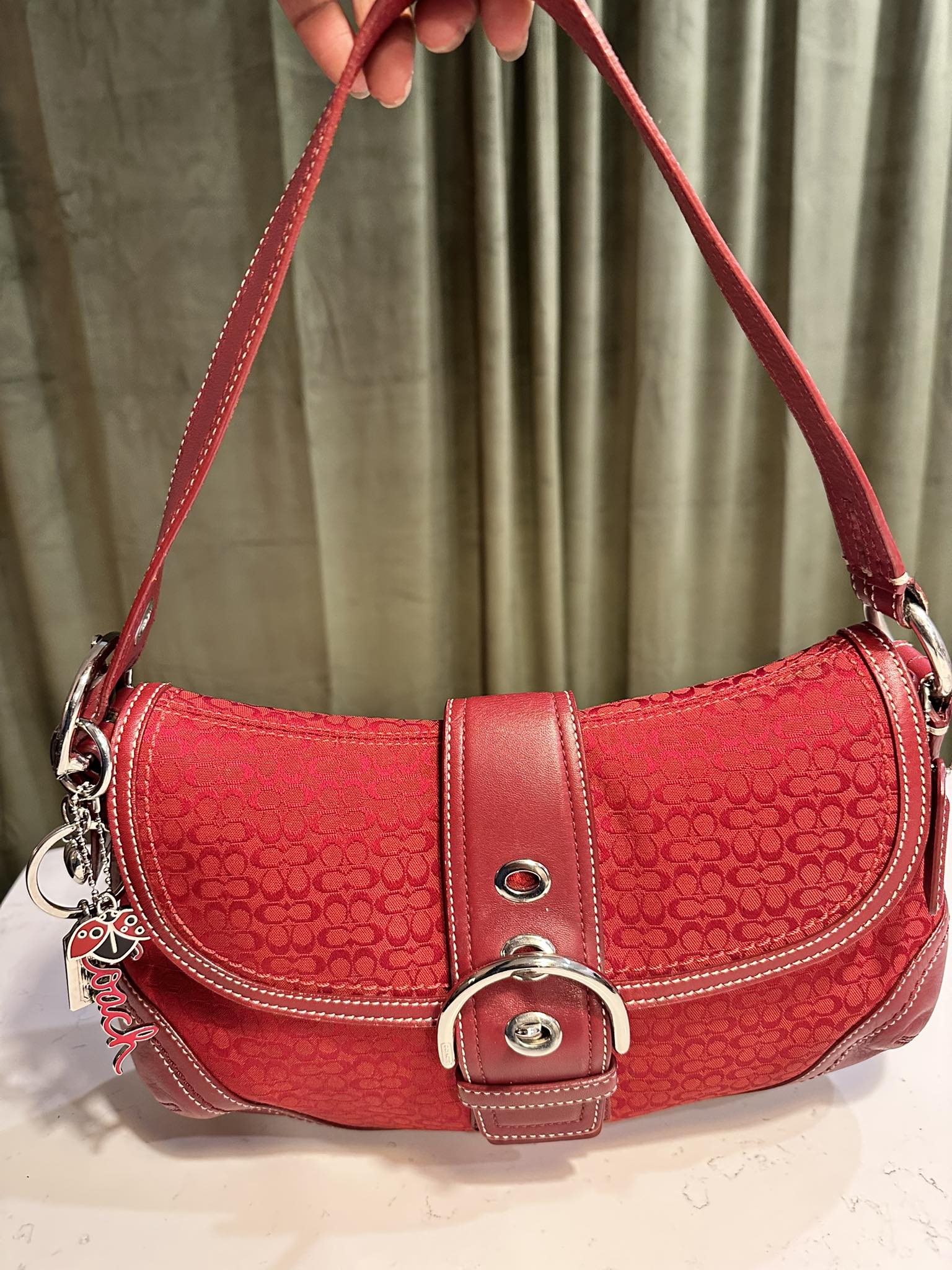 バッグ COACH SOHO Signature Shoulder Bag RED Coach Soho RED Signature Shoulder Bag