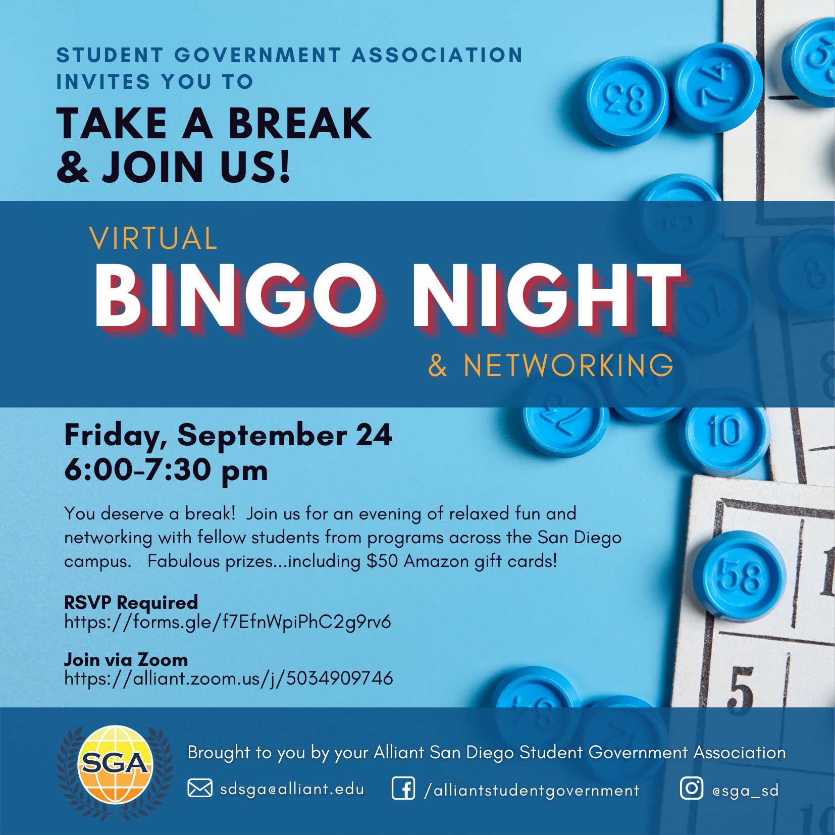 SGA Virtual Bingo & Networking Night Registration link: https://forms ...