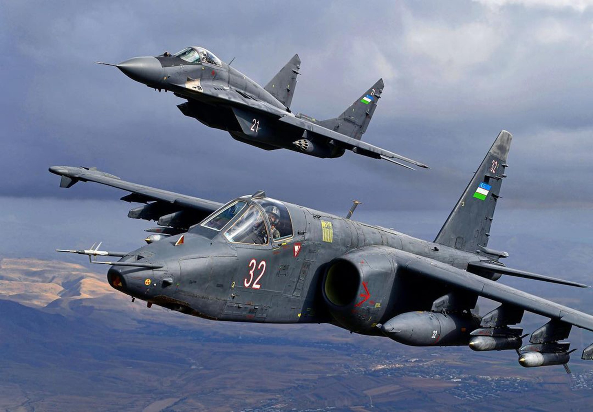 MiG-29 (iz.9.13) with Su-25 Uzbekistan Air Force, copyrights