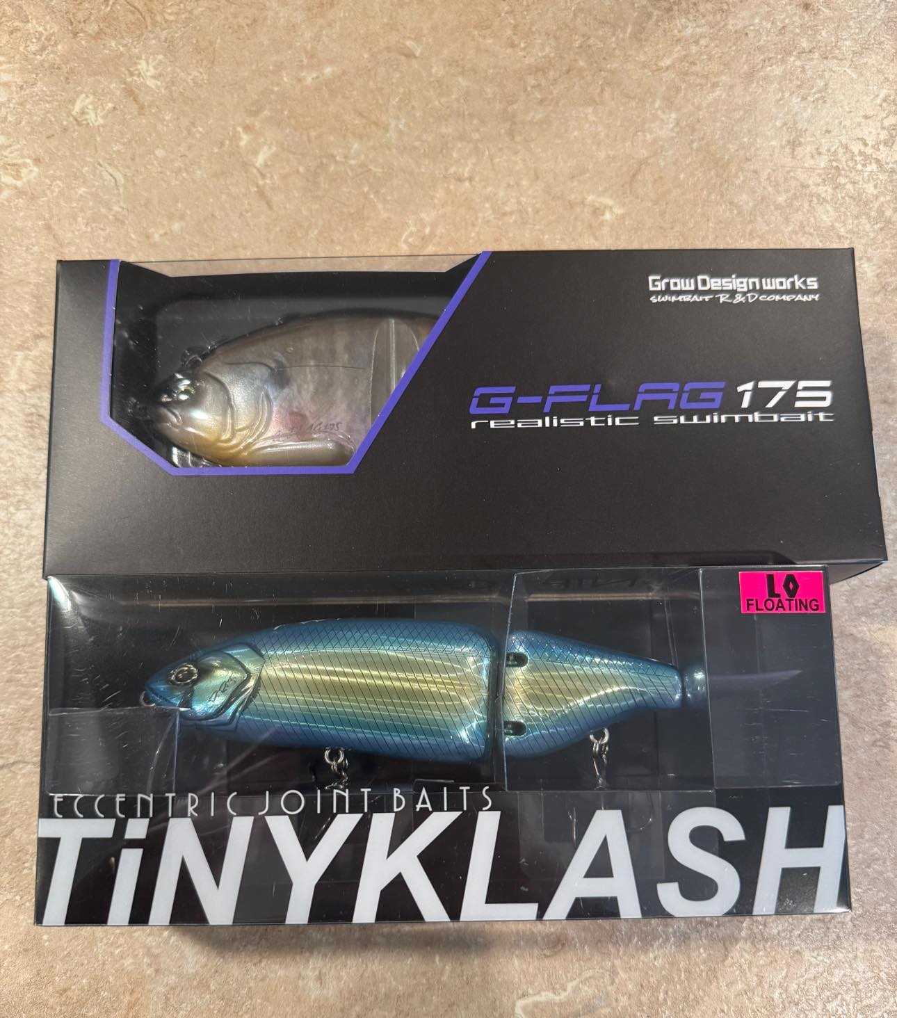 Brand new Grow Design Works G-Flag 175 and TinyKlash swimbaits for