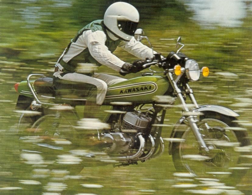 Riding Route 66 on a Kawasaki Mach III in 1971