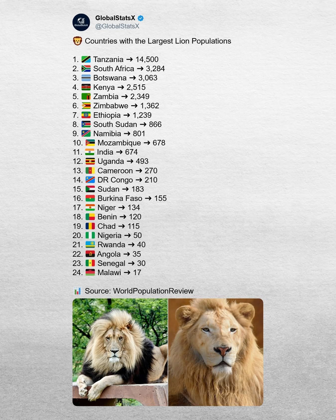 Countries with the Largest Lion... - Hon Werunga Wanyonyi Cbs | Facebook