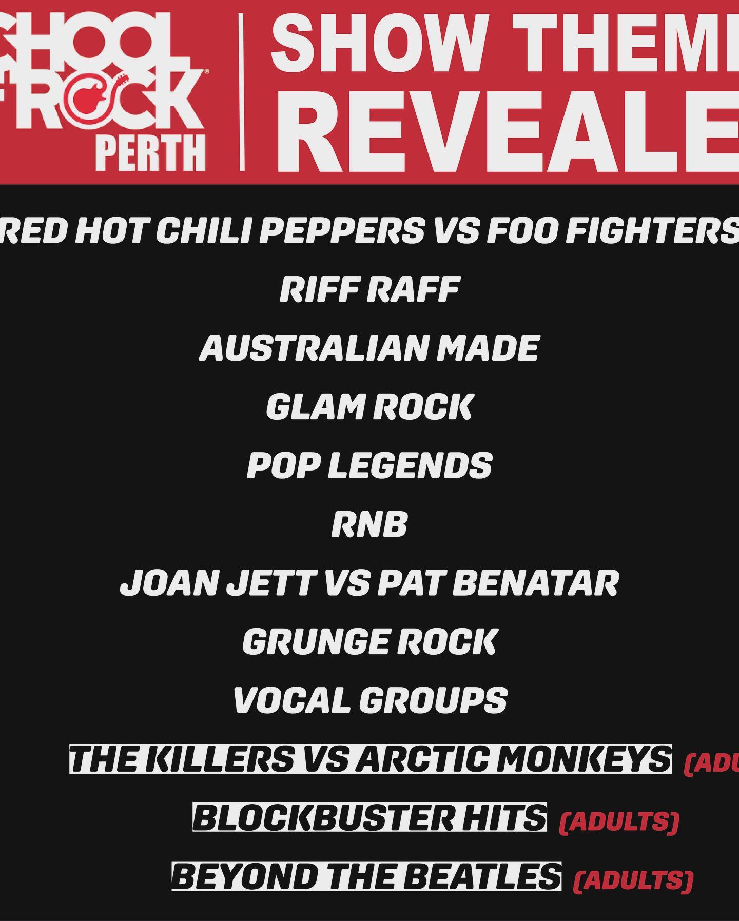 Introducing the show themes for... - School of Rock Perth | Facebook
