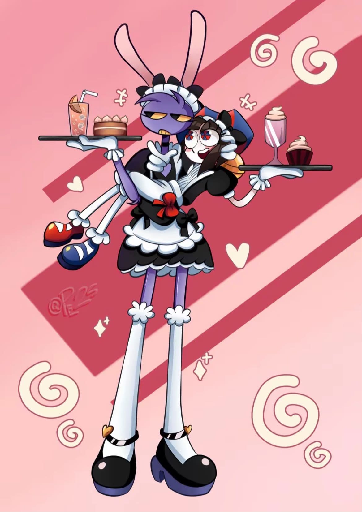 Pomni and Jax fan art on TikTok by @padflore_254
