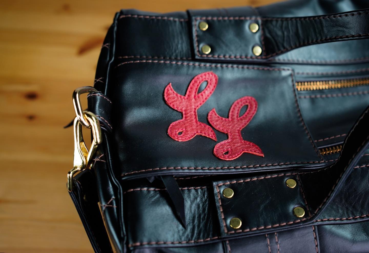 Langlitz Leathers Deluxe Travel Bag in Black Cowhide. Custom