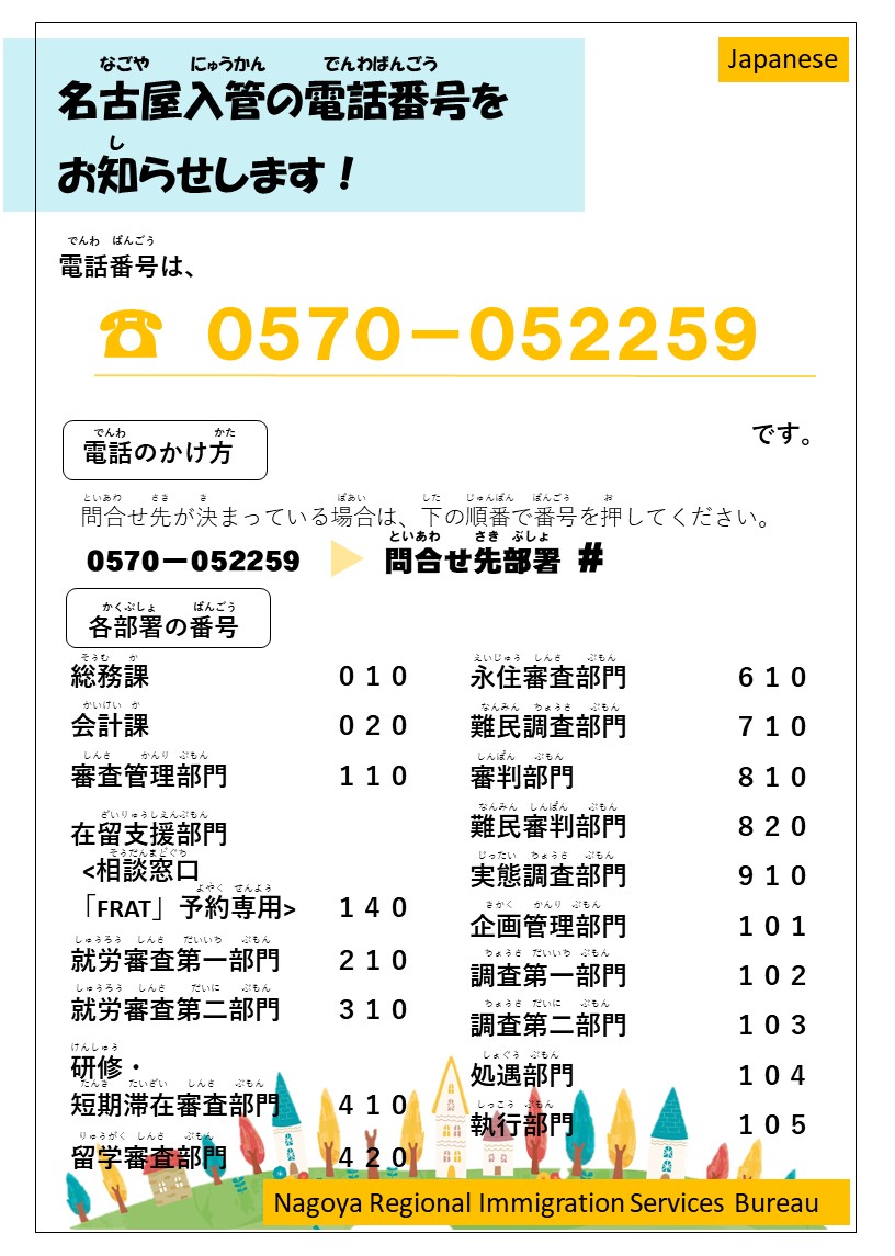 入国 管理 局 電話