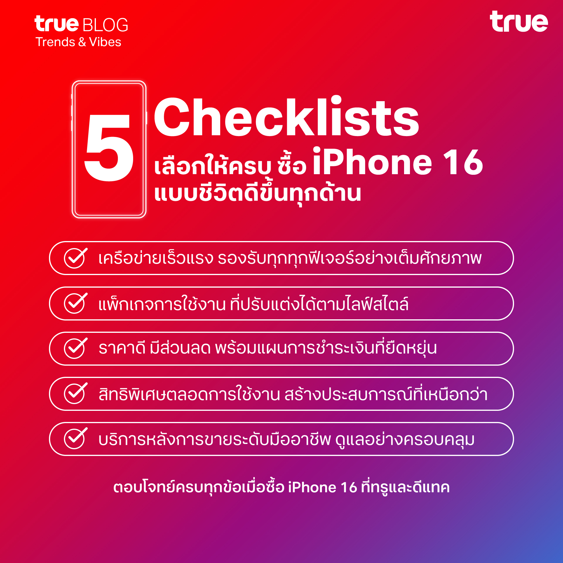 True Blog - ️สำรวจให้ครบกับ 5 Checklists ก่อนตัดสินใจซื้อ iPhone 16 ...
