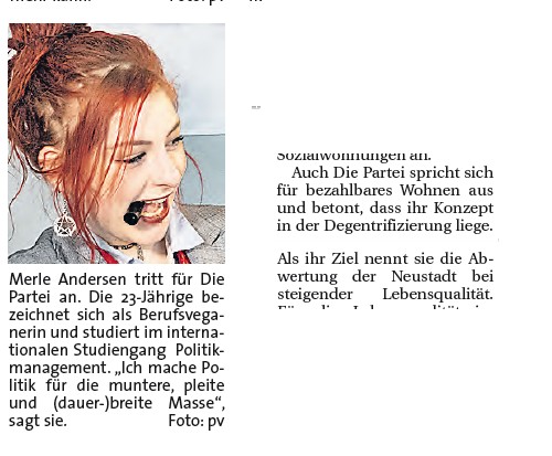 Unser sehr gut Kandidatin Merle... - Die PARTEI Bremen