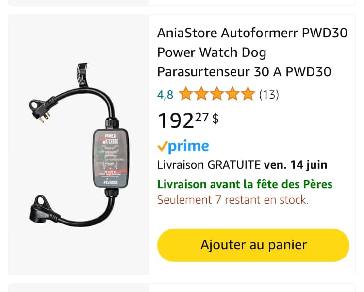 Parasurtenseur Et Analyseur De Circuit Pour Camping-car 30 Amp - Neuf - Protection Intelligente