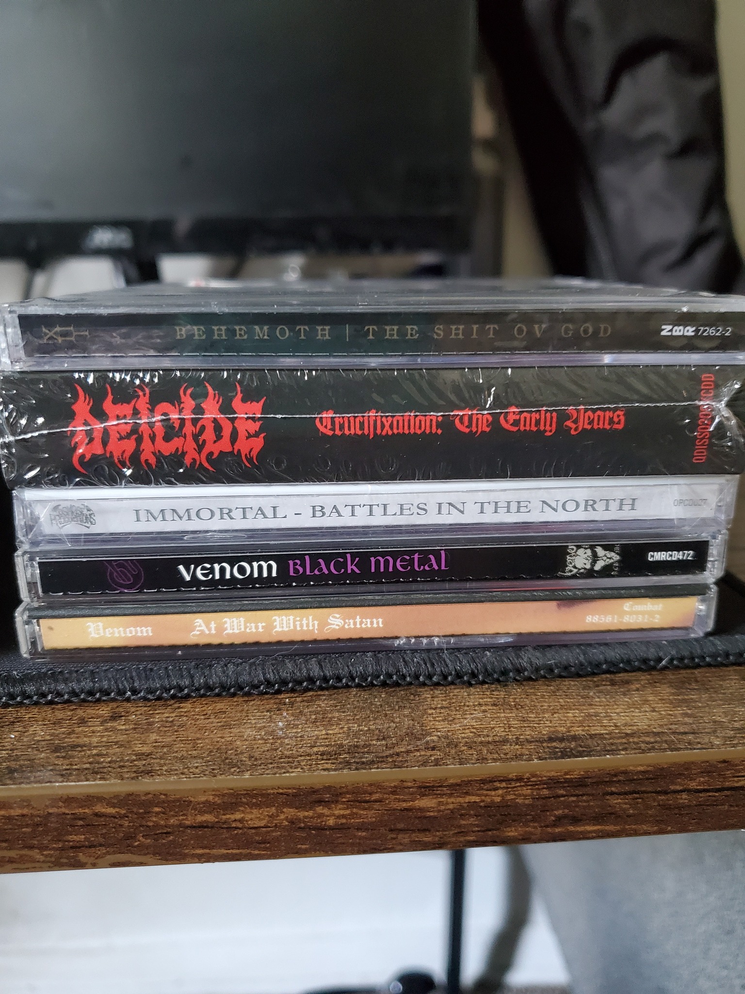 Behemoth, Necrodeath, Immortal, and Venom CDs found at local CD