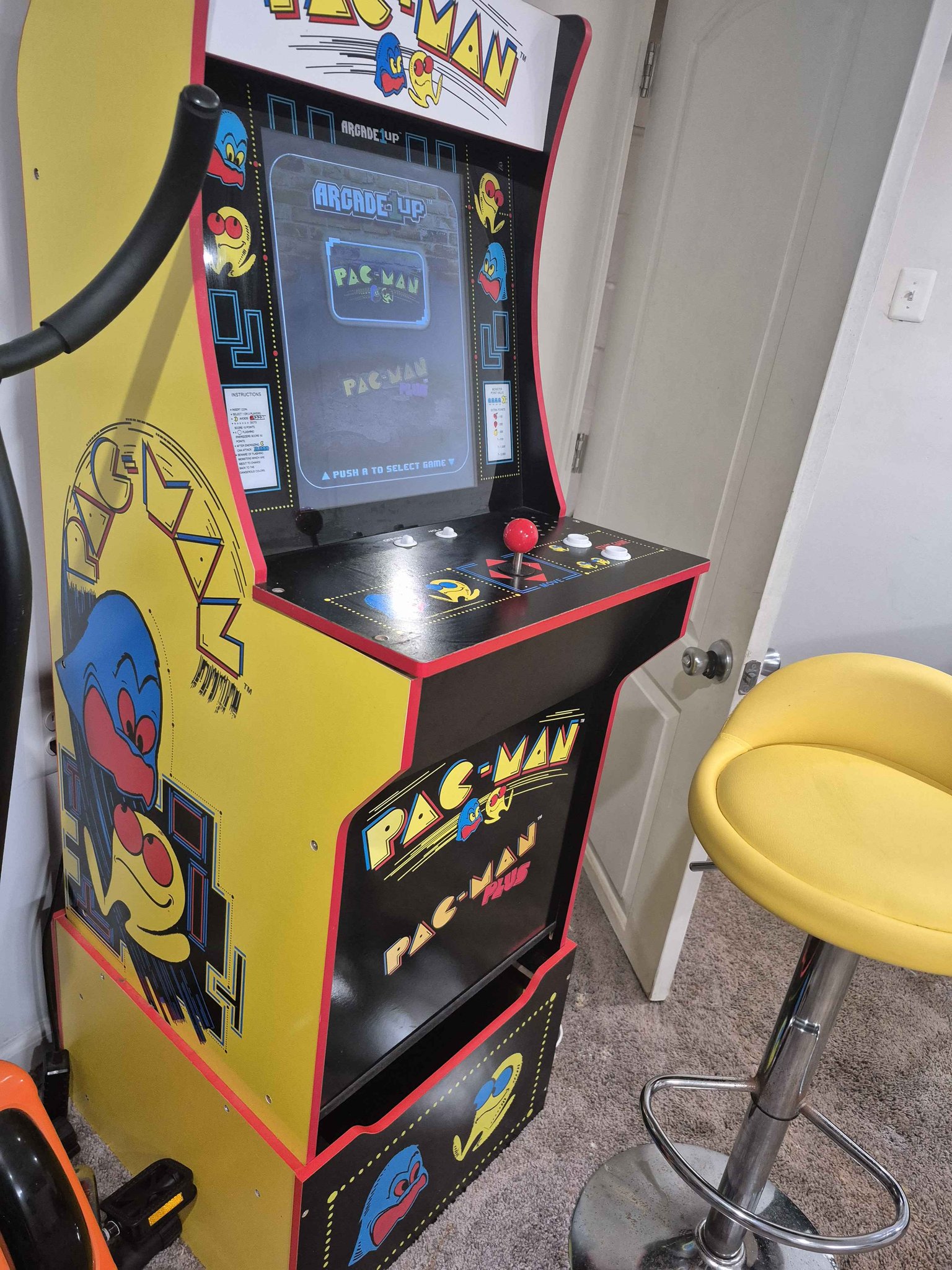 Arcade1Up Pac-Man Arcade Machine w/ Riser & Yellow Stool - Slot ...