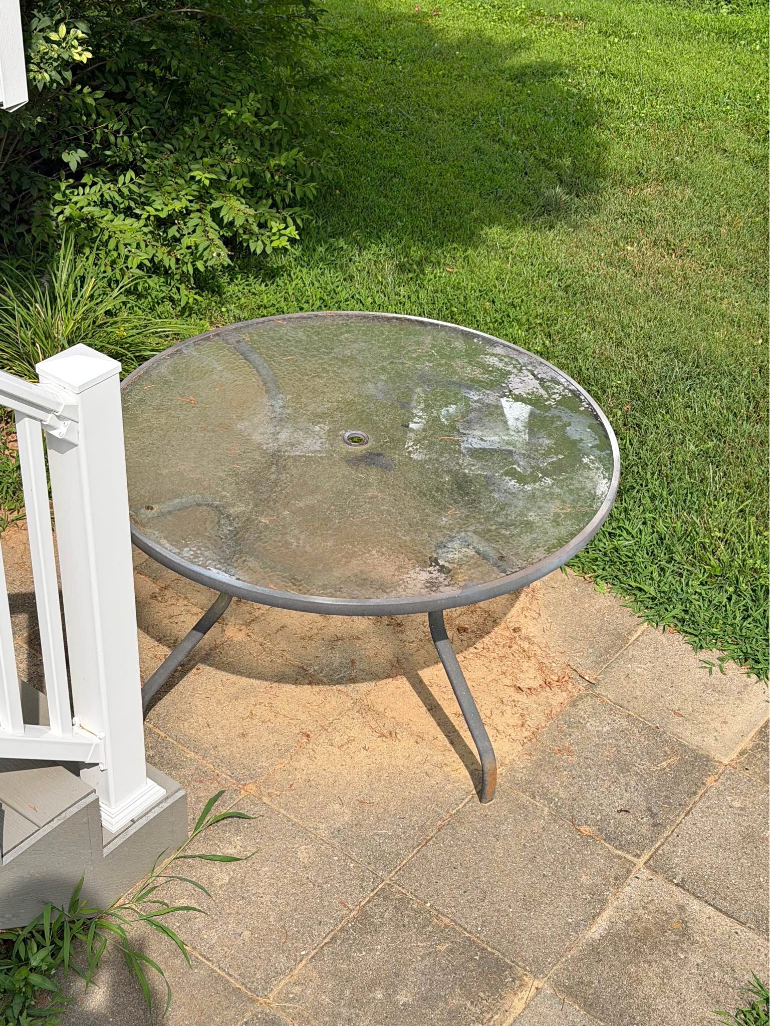 40 round glass top patio umbrella table kmart Outdoor inch Dining with Hole On Sale  Anmutig BIQWBIC 32" Patio Table with
