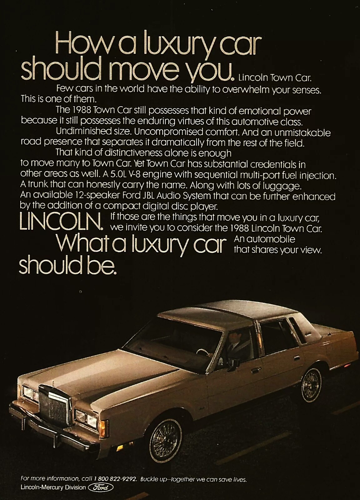 1988 Lincoln Town Car USA Advertisement should move YOU. Lincoln