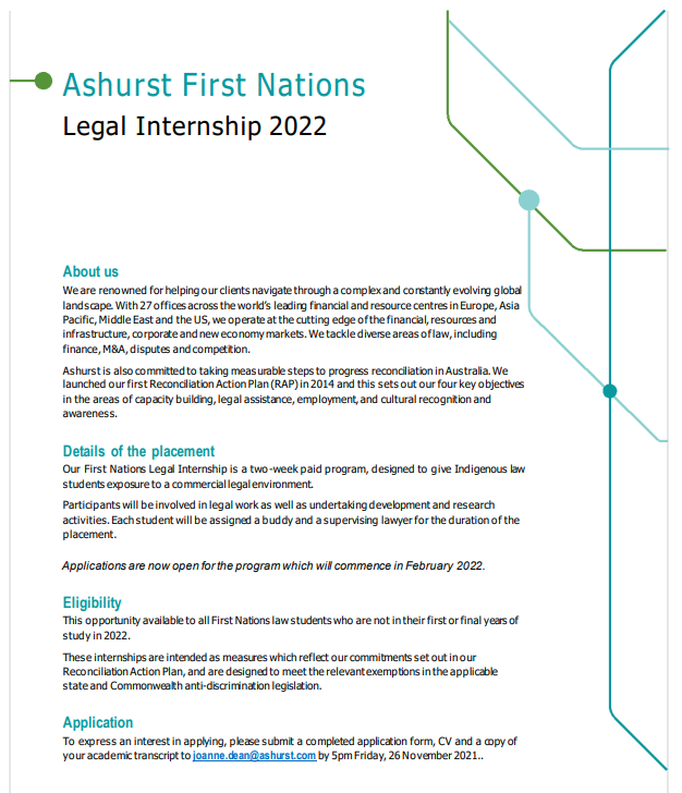 QUT - Applications for the Ashurst First Nations Internship are now ...