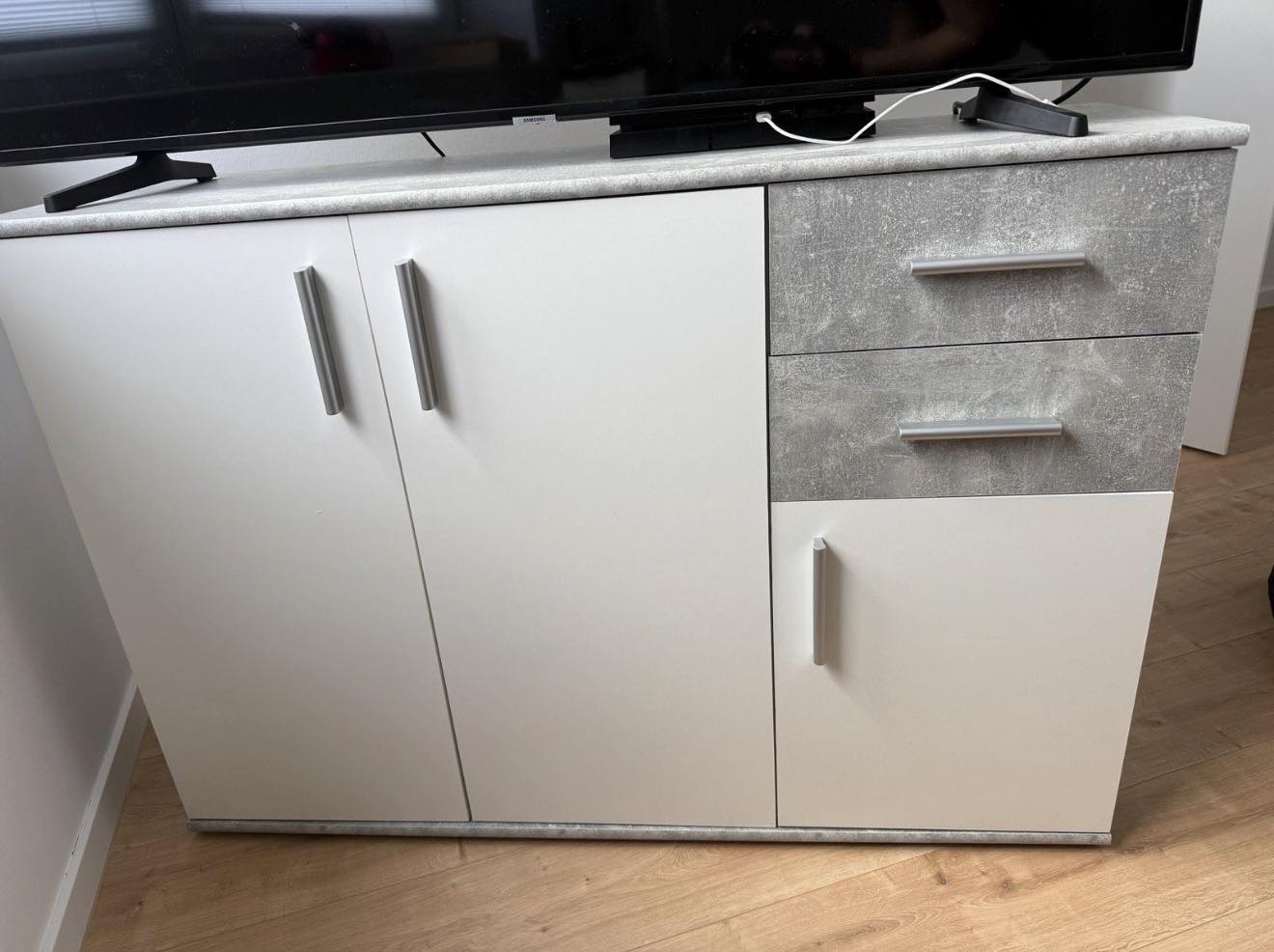 Sideboard/Kommode in weiß-beton Optik