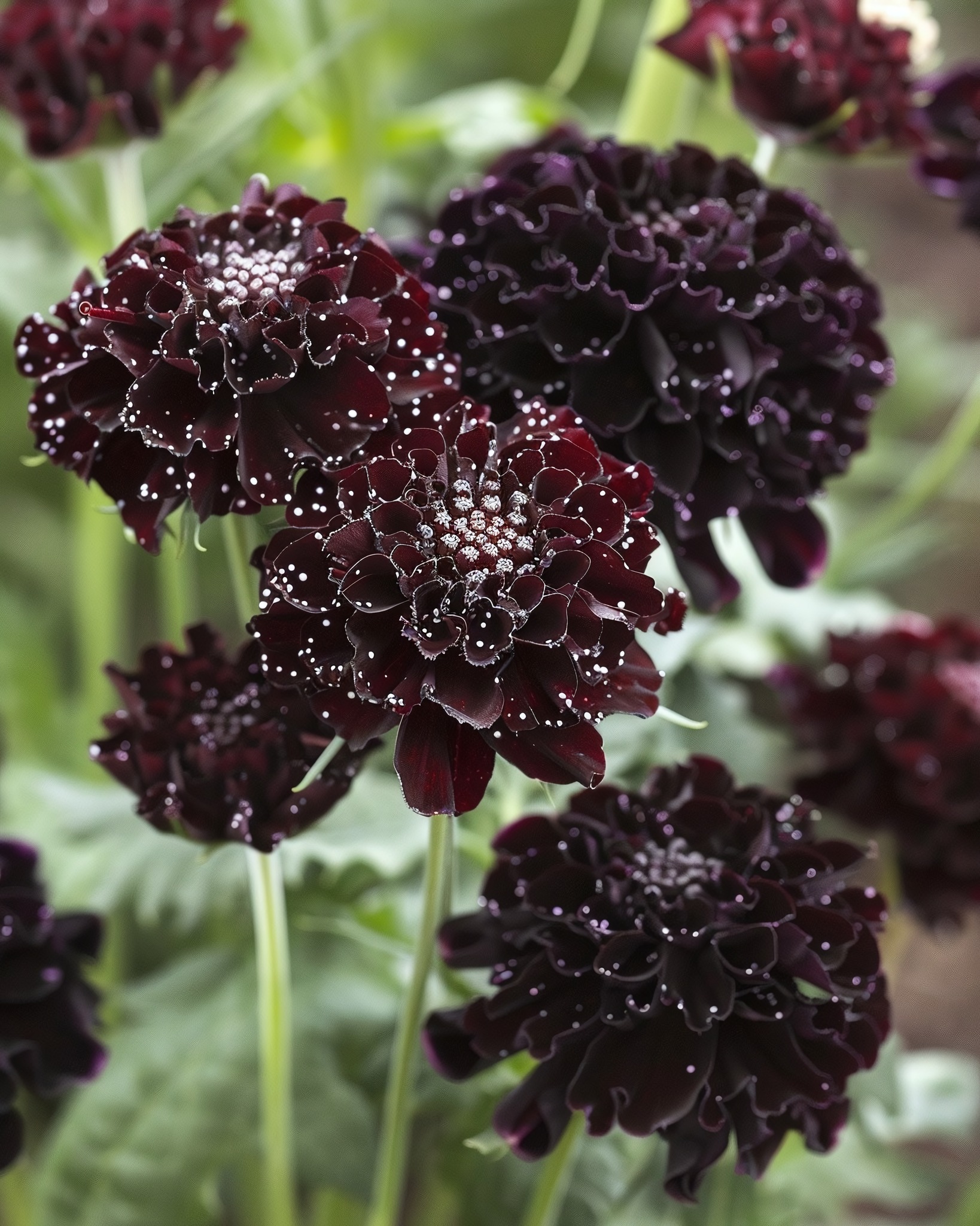 Dark Knight scabiosa flower grows in high temperatures and clay soil