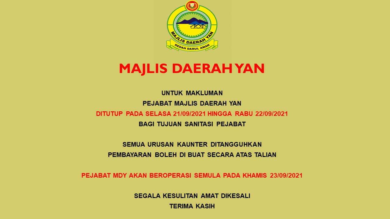 Jawatan Kosong Terkini Majlis Daerah Yan Mdy