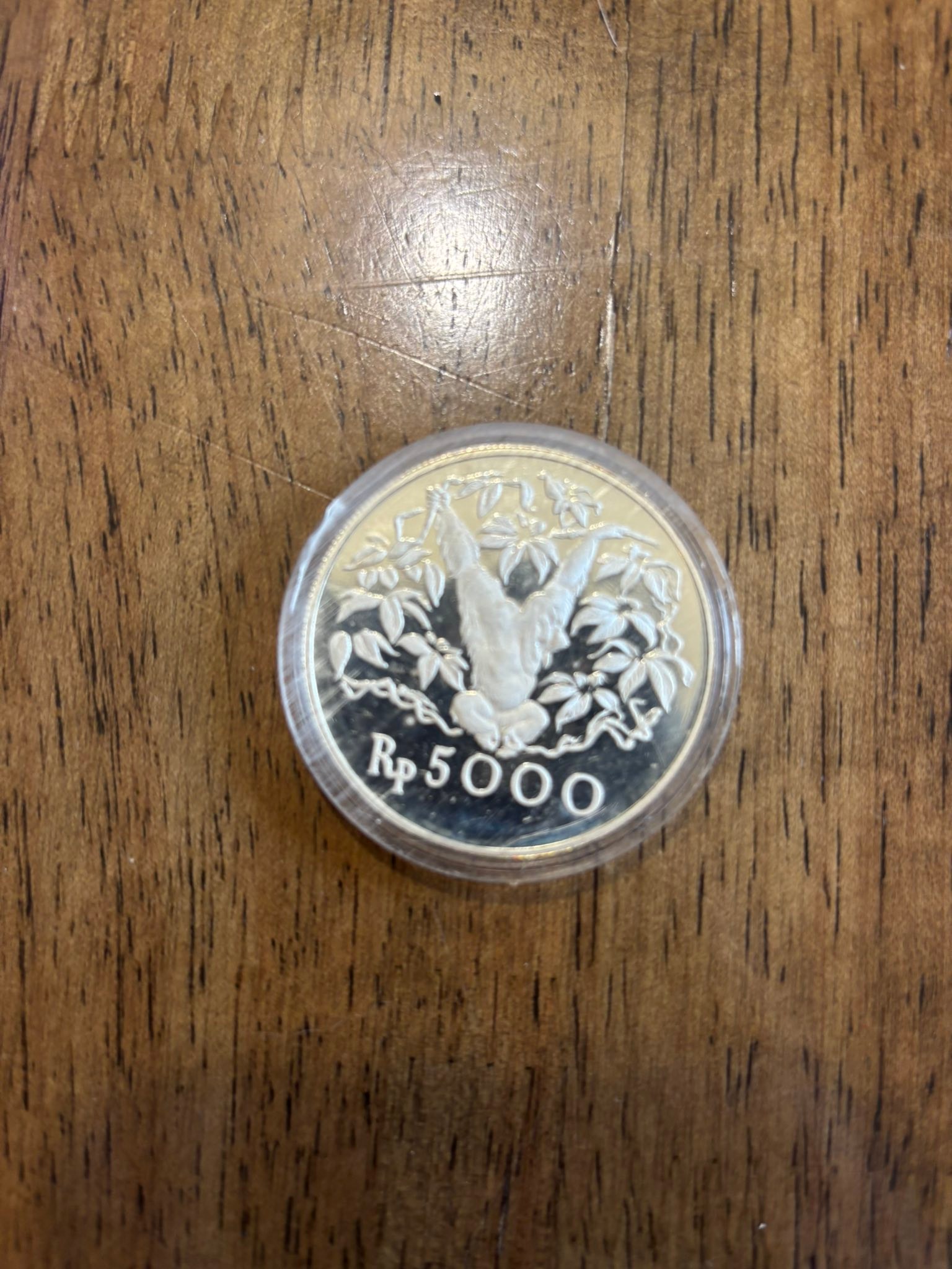 1974 Indonesia 5000 Rupiah silver proof orangutan coin for sale