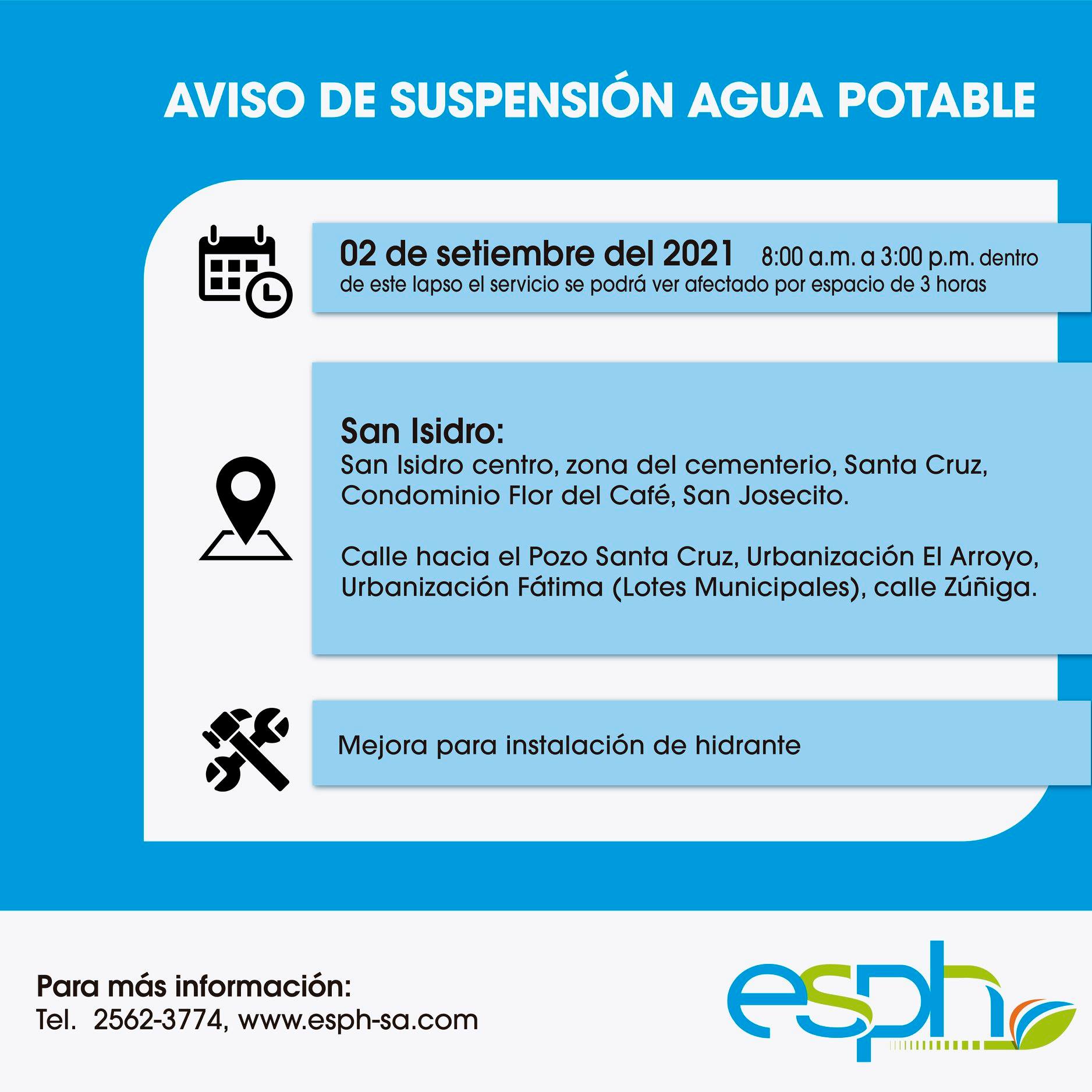 Esph Heredia - #SuspensiónAgua 💧💦 Consulte el plano de... | Facebook