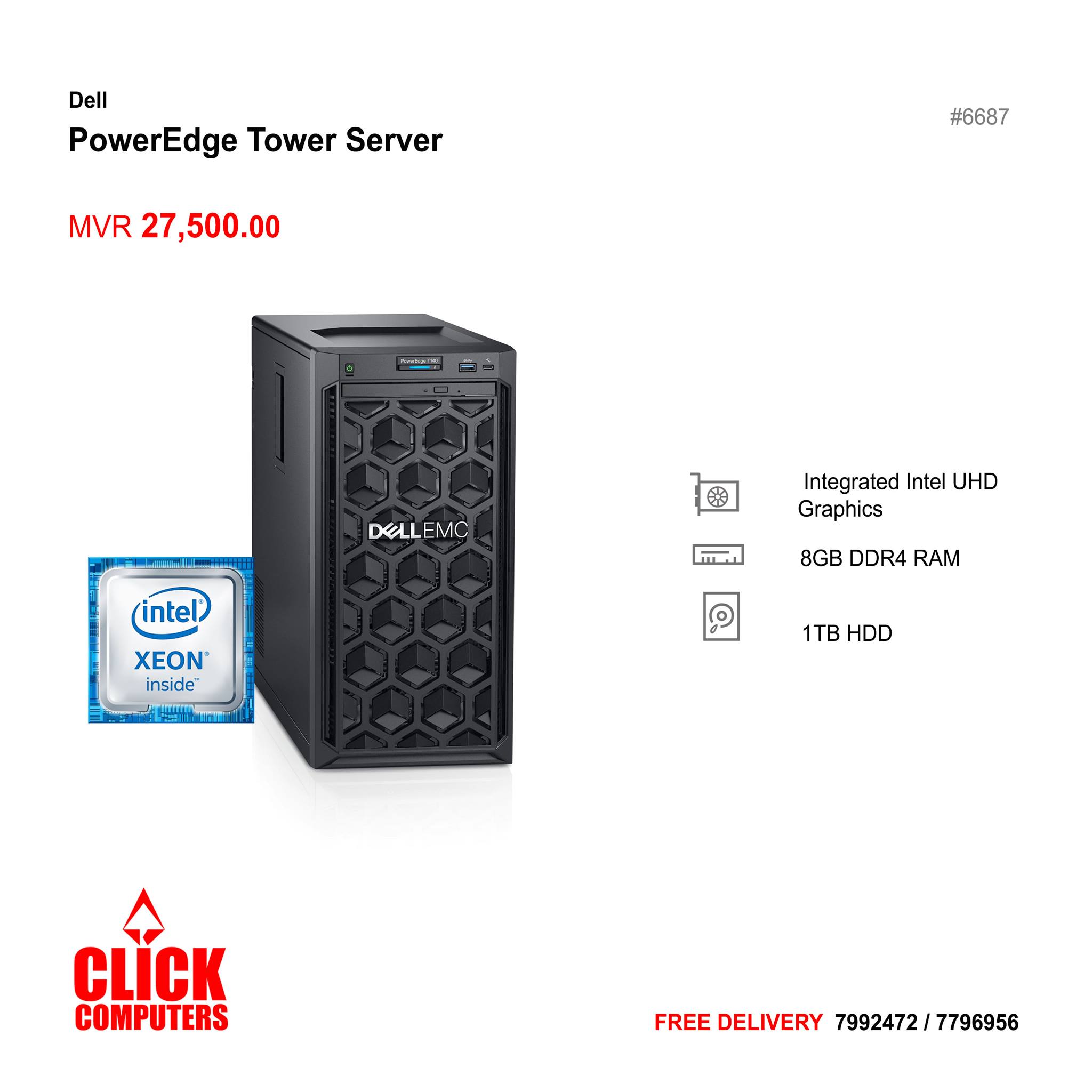 ClickComputers - Dell Poweredge T140 Server The Dell EMC PowerEdge 