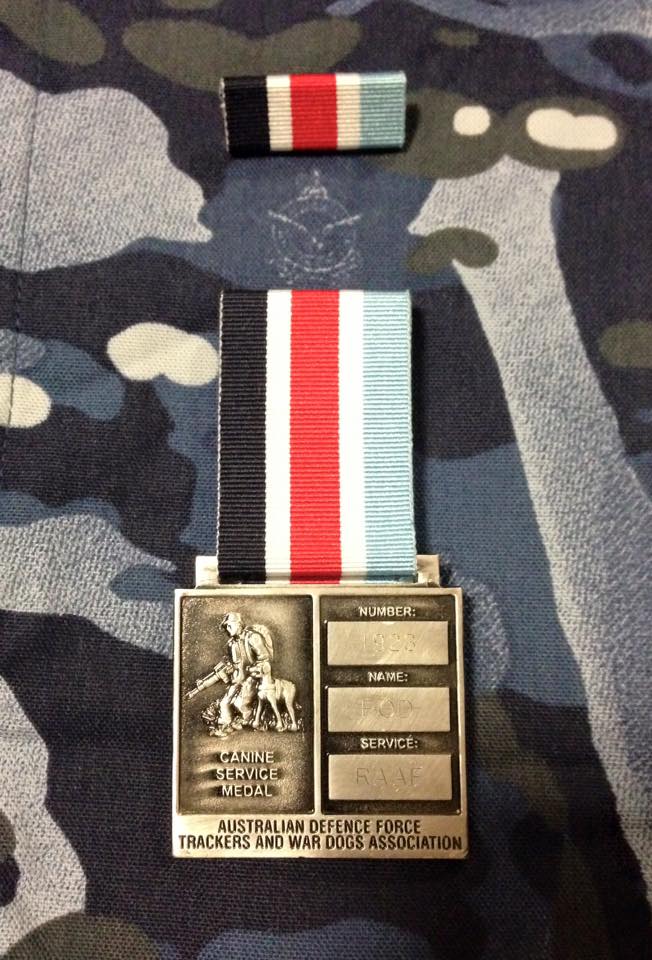 K9 Medal Mounting - Canine Service Medal and ribbon of retired RAAF MWD ...