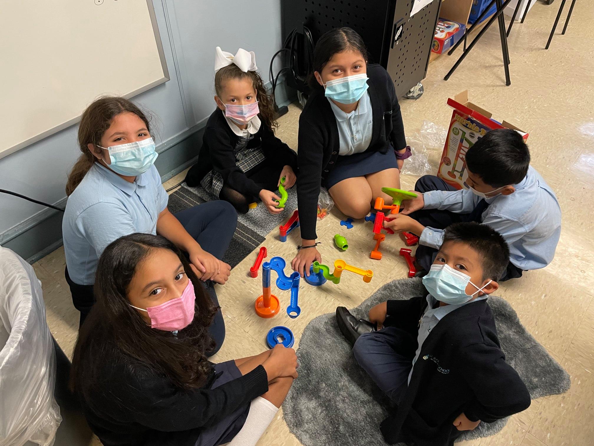 Our Sixth Grade and Kindergarten joined together to build a marble run ...