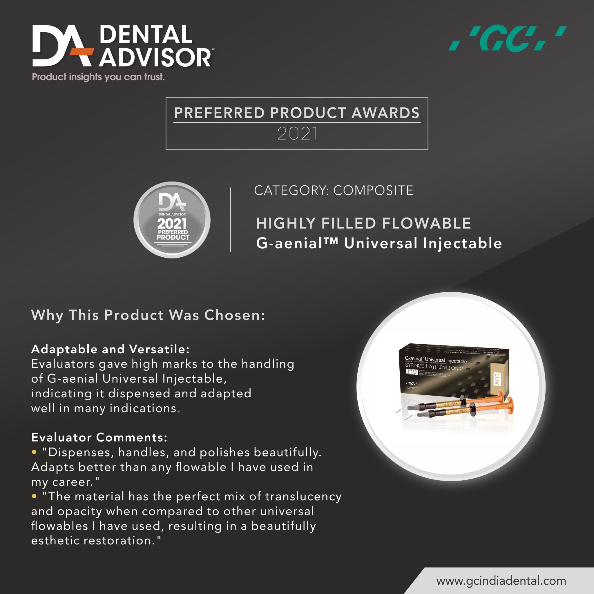 GC India Dental - G-ænial Universal Injectable has...