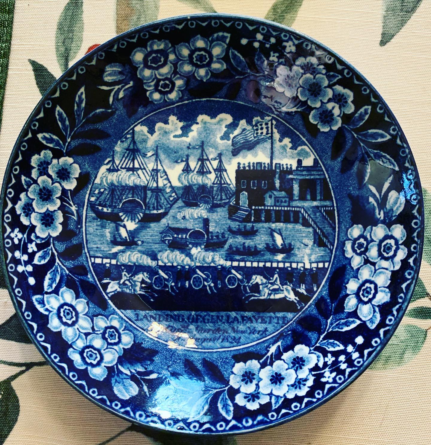 Antique flow blue side plates from 1840