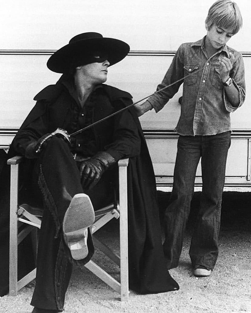 Alain Delon and Moustache in Zorro (1975).