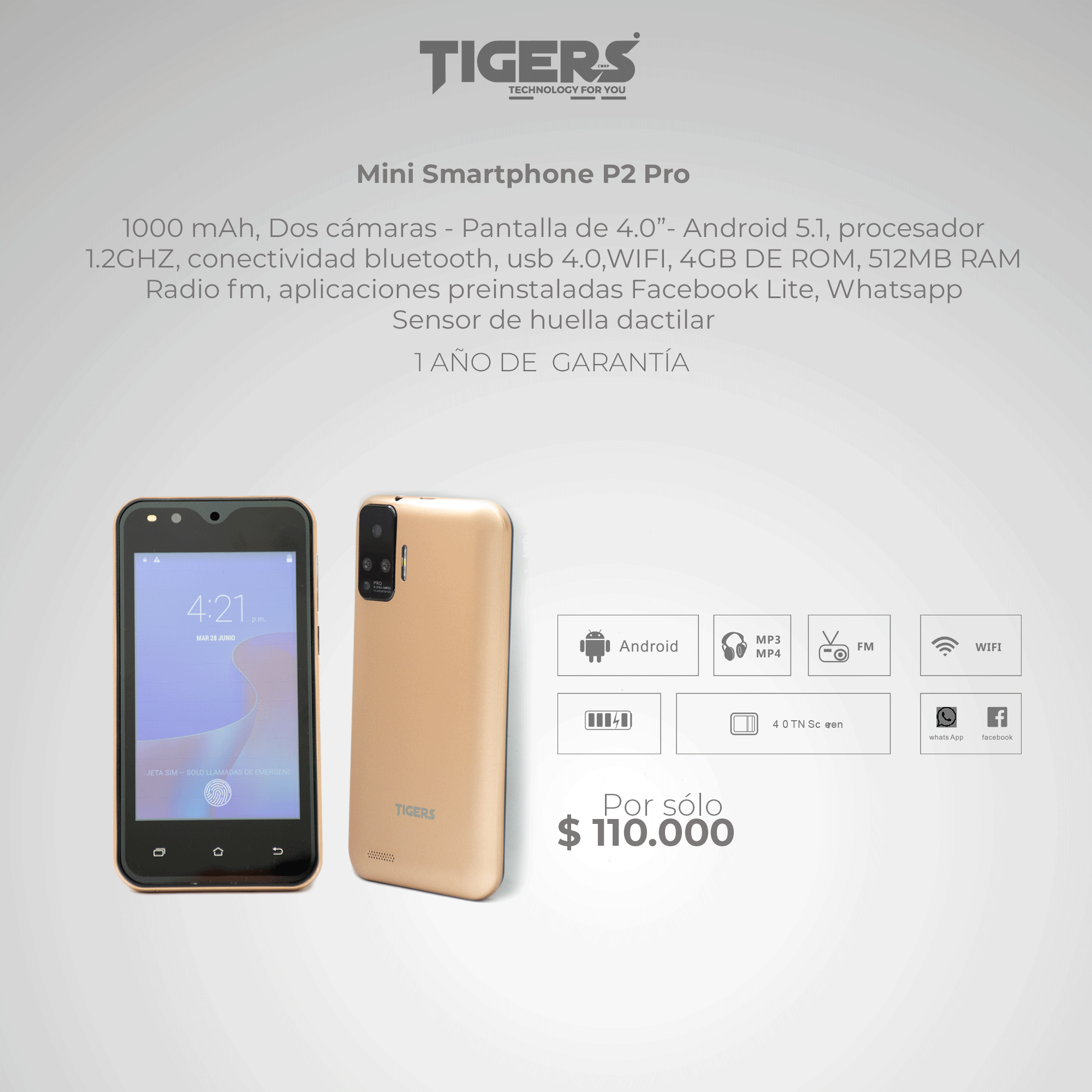 Tigers - Mini Smartphone P2 Pro 1000 mAh, Dos cámaras -... | Facebook