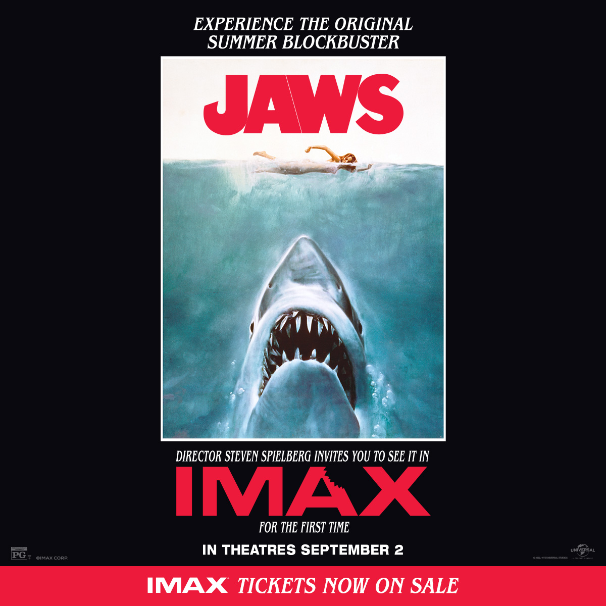 New IMAX poster for the 50th anniversary of #Jaws. The film is