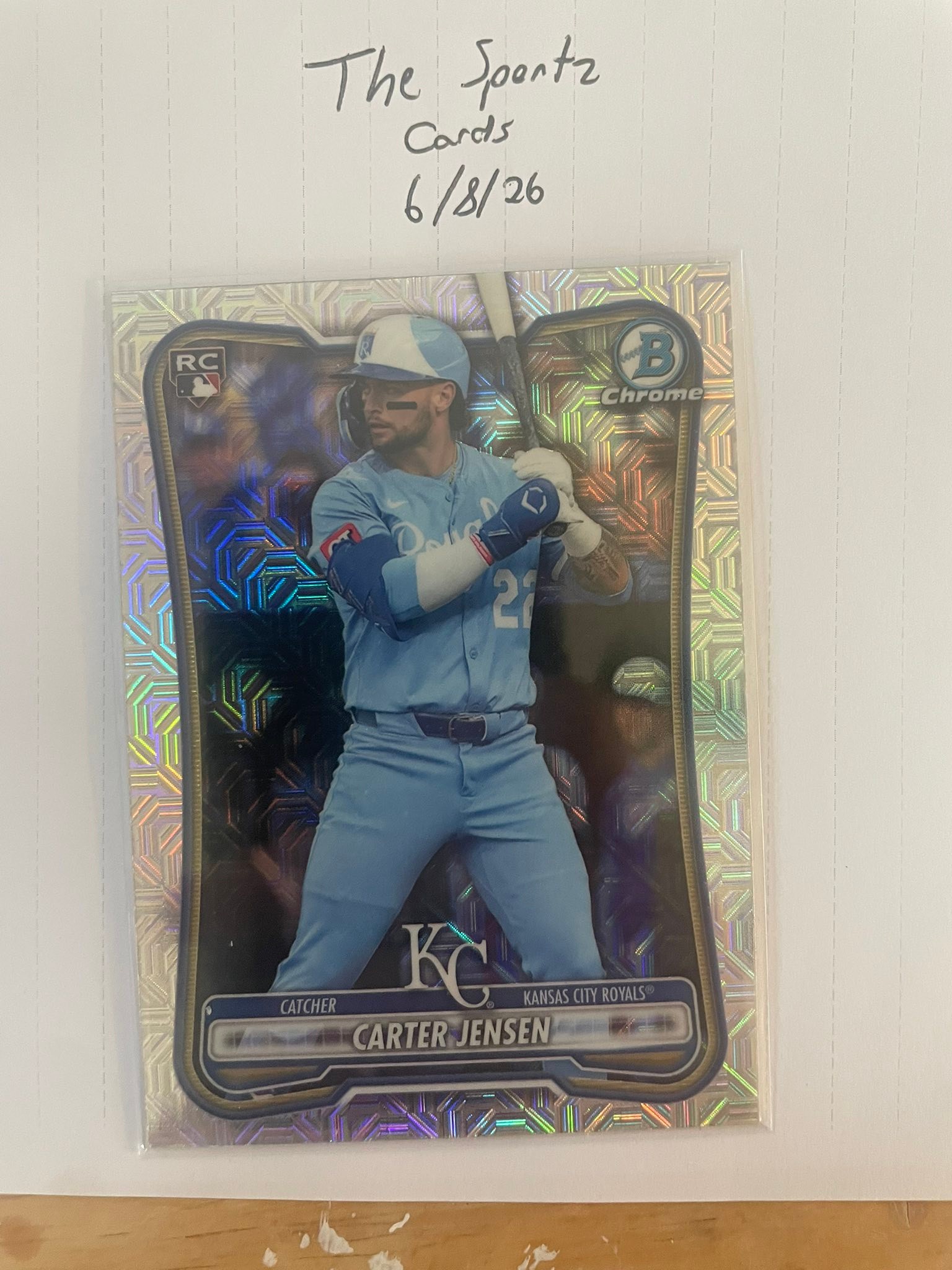 Carter Jensen Bowman Chrome rookie refractor card for sale
