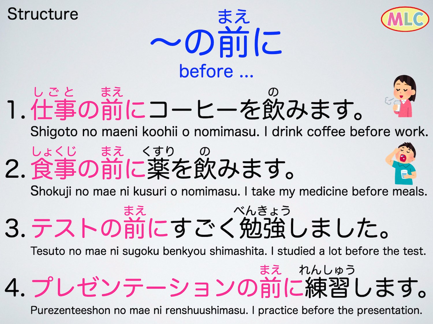 Structures 〜の前に 〜のまえに #Japanese... - Japanese Language - MLC | Facebook