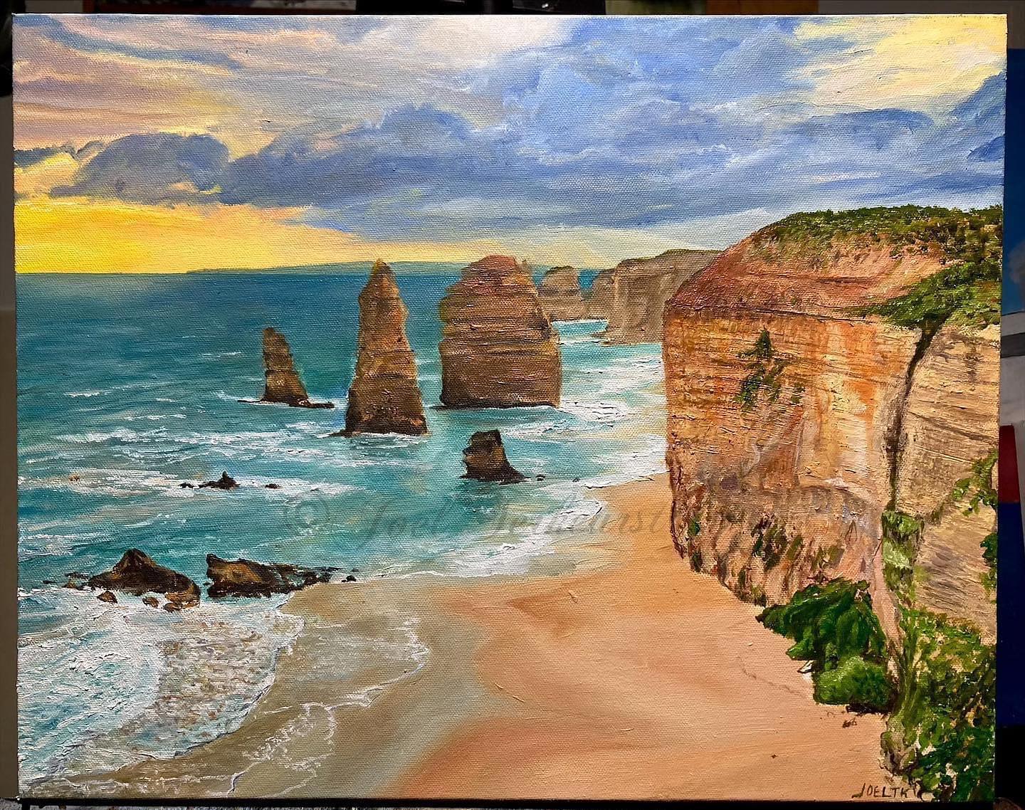 Acrylic painting of the Twelve Apostles in Victoria, Australia